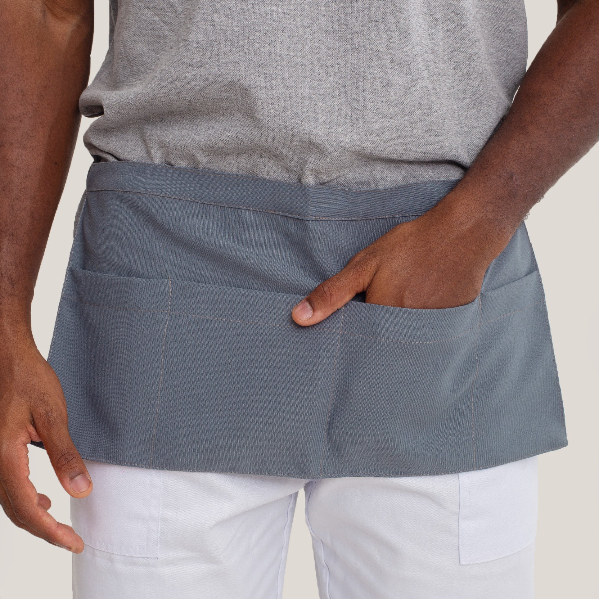 Avental Pochete Cinza Com Bolso Oxford