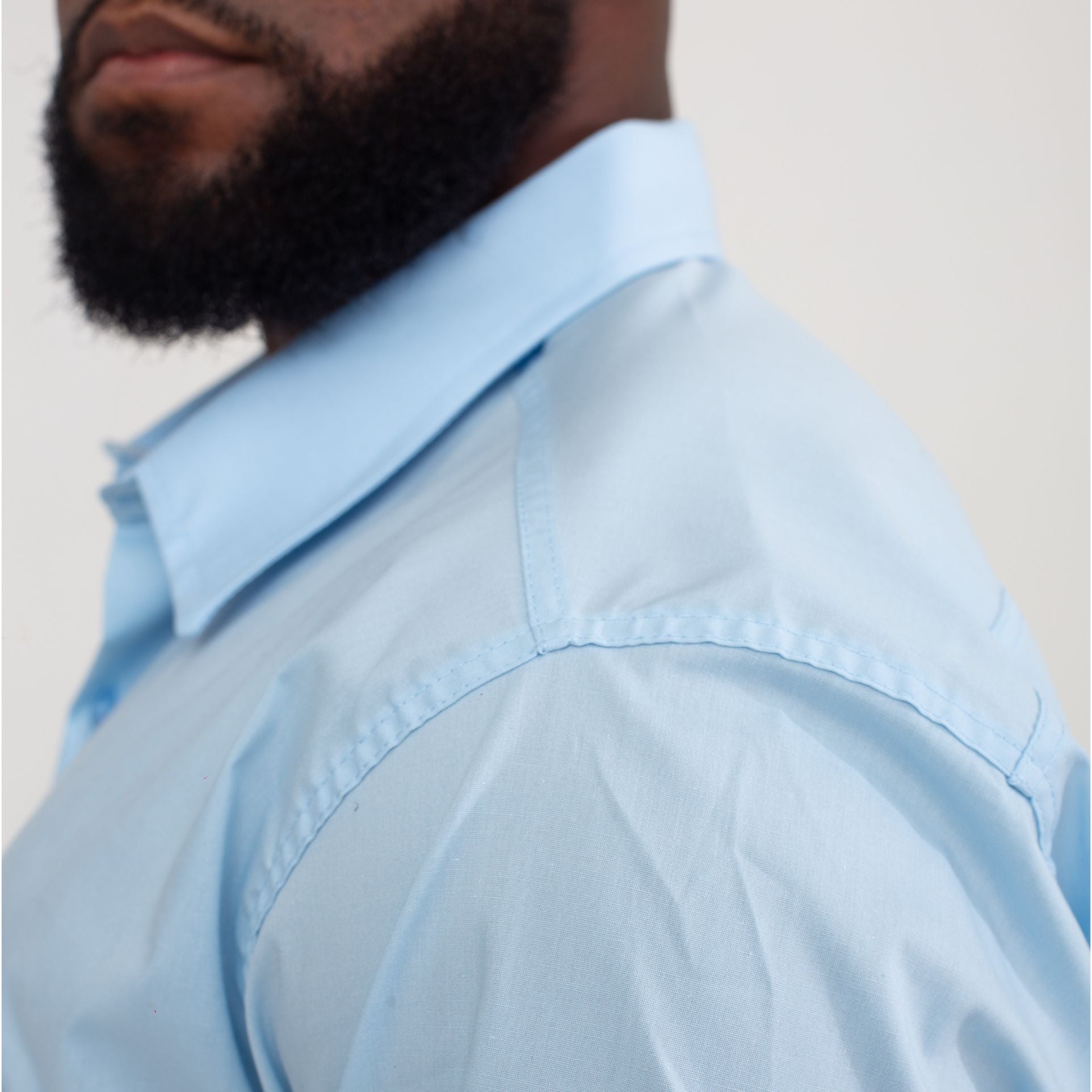 Camisa Social Azul Claro Algodão Manga Curta Masculina