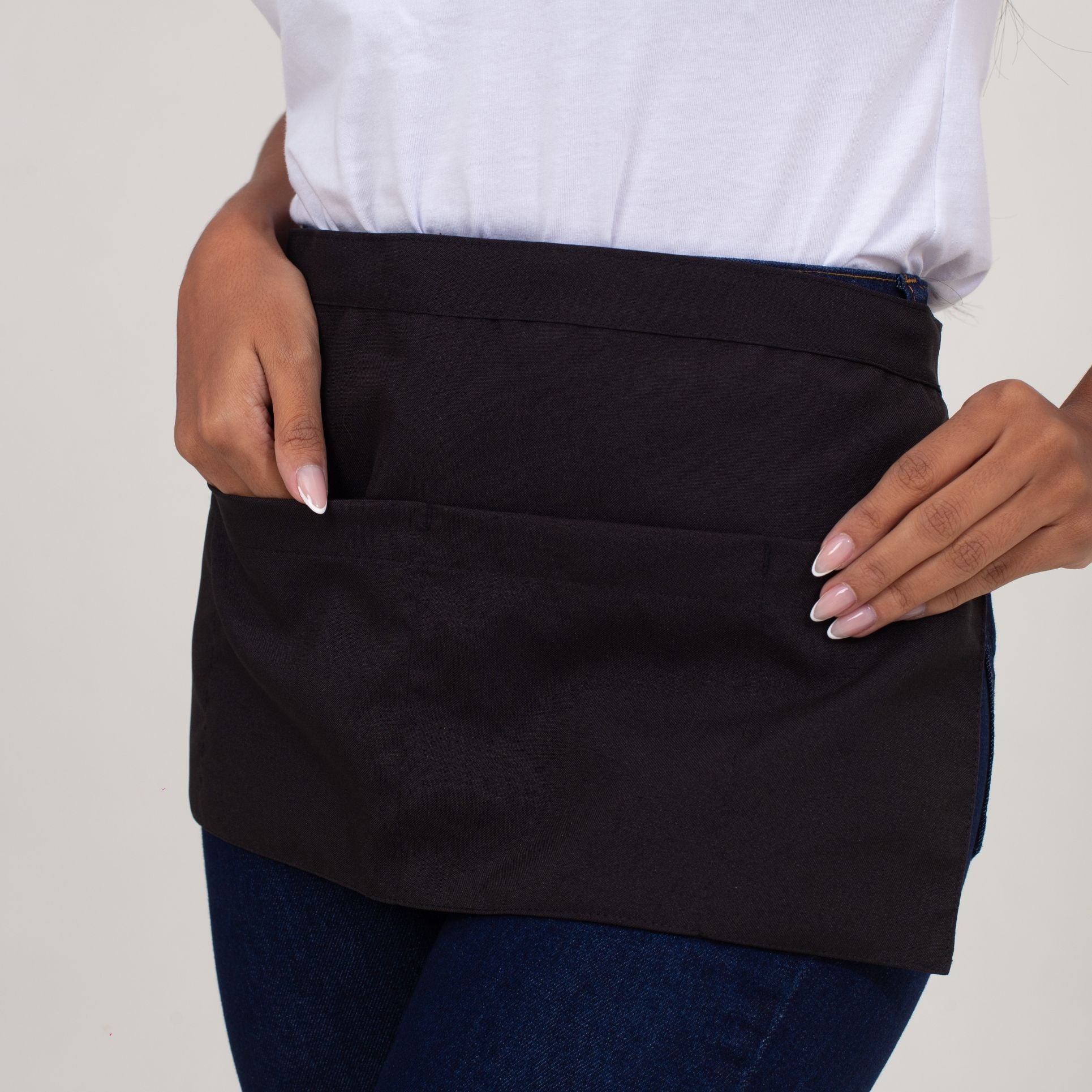 Avental Pochete Preto Com Bolso Oxford
