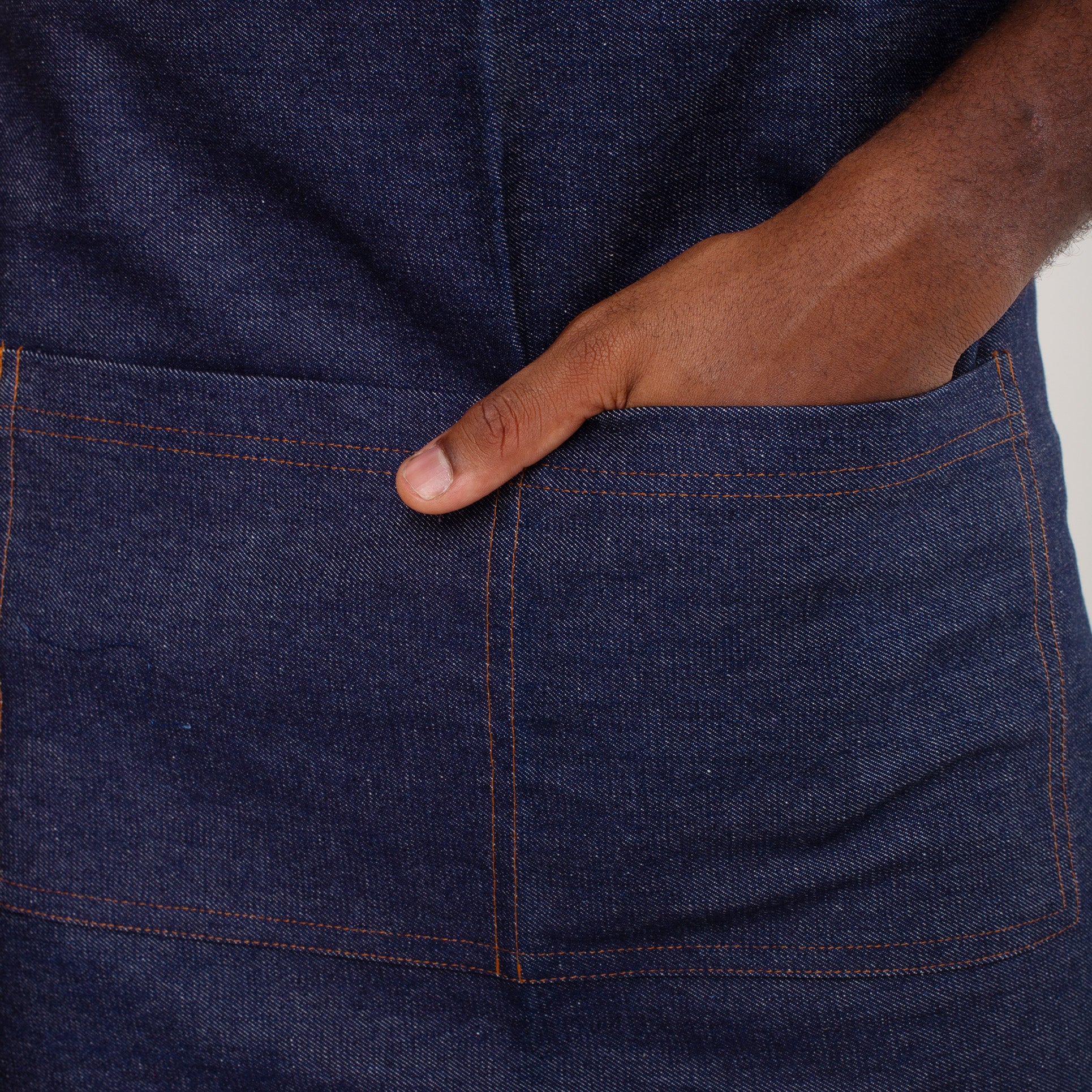 Avental Jeans de Cintura Transpassado Com Bolso