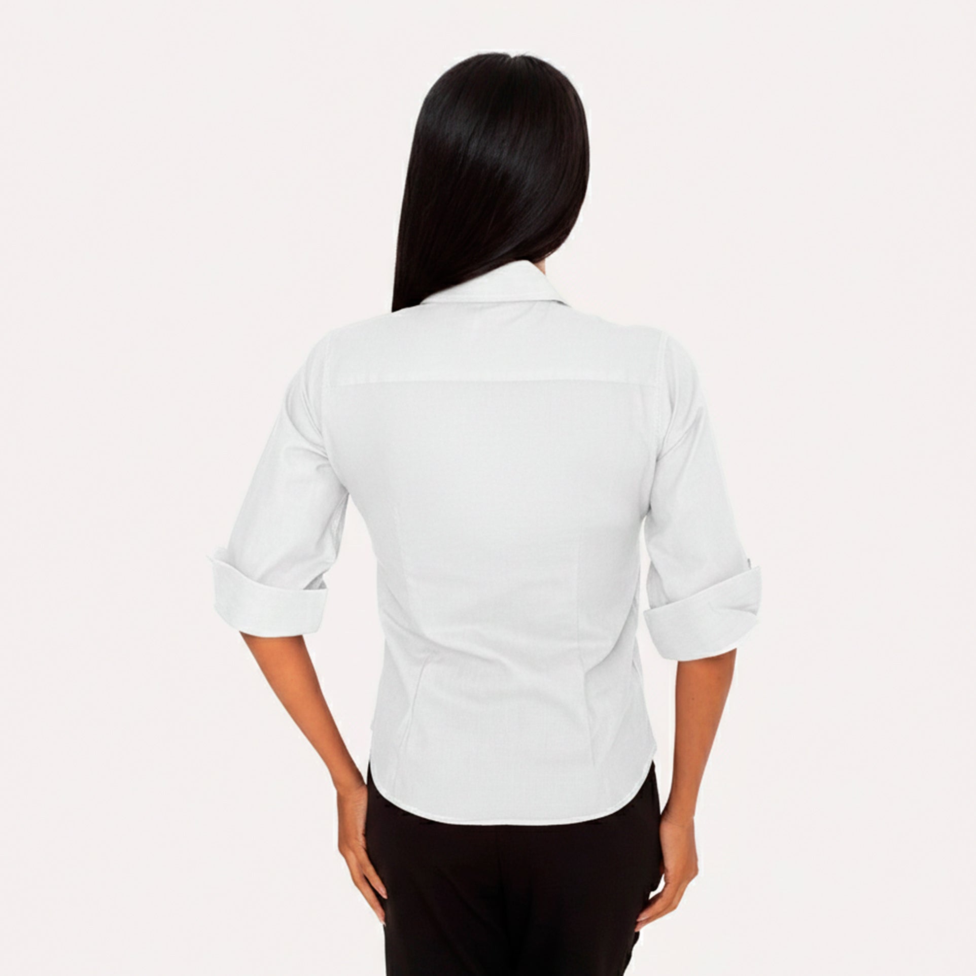 Camisa Social Branca Manga 3/4 Feminina Microfibra