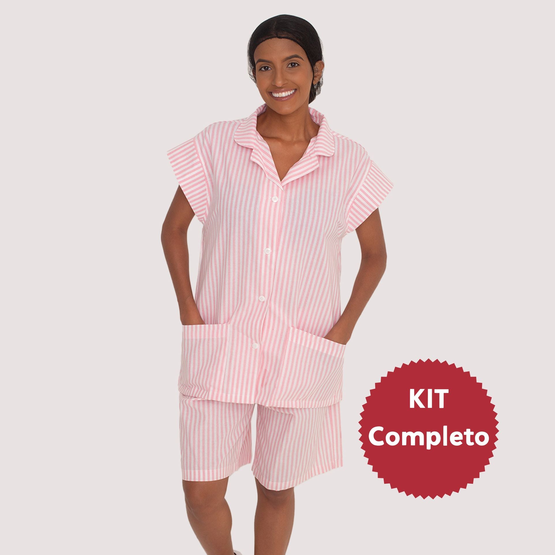 Uniforme Babá Rosa Listrado