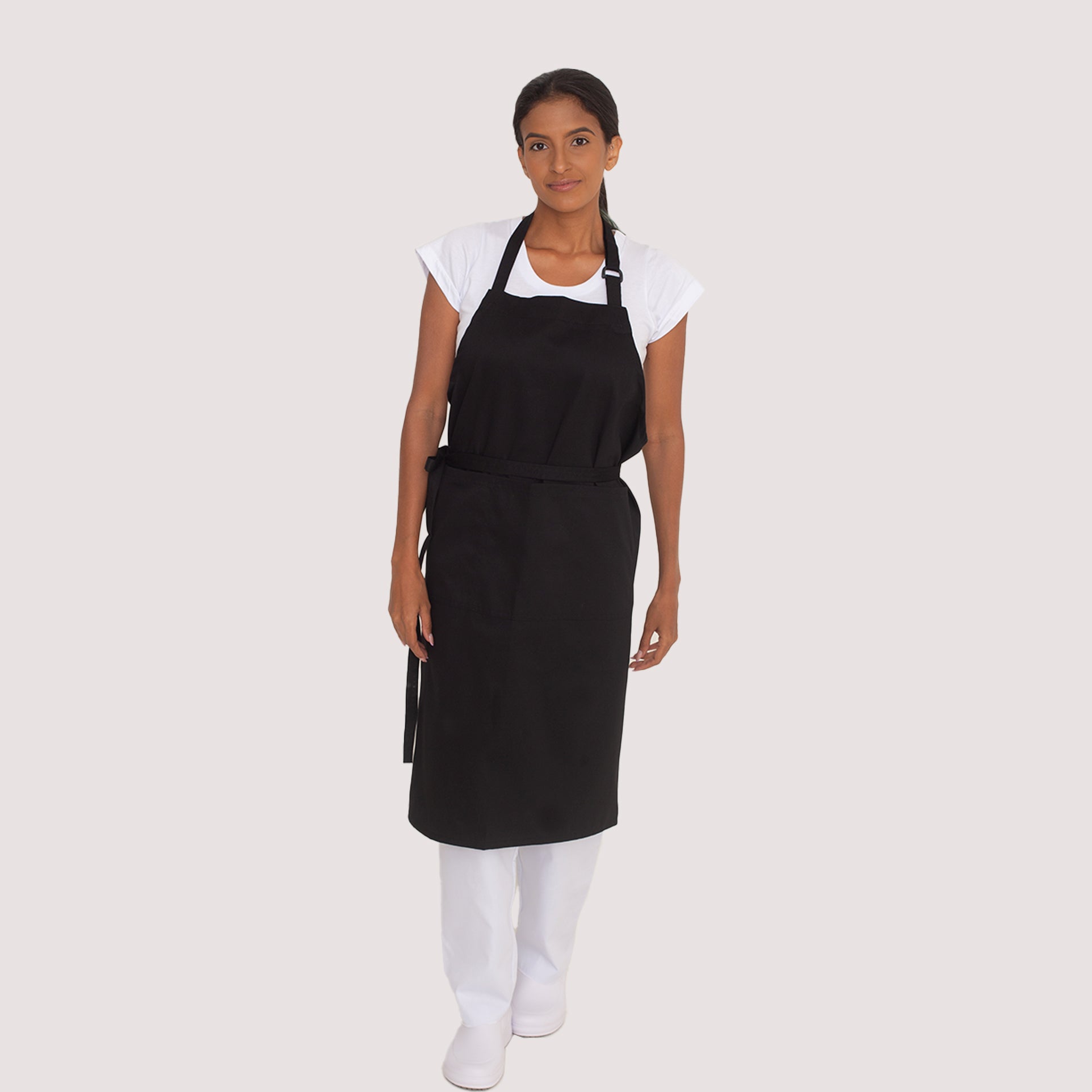 Avental Transpassado com Bolso Preto Brim