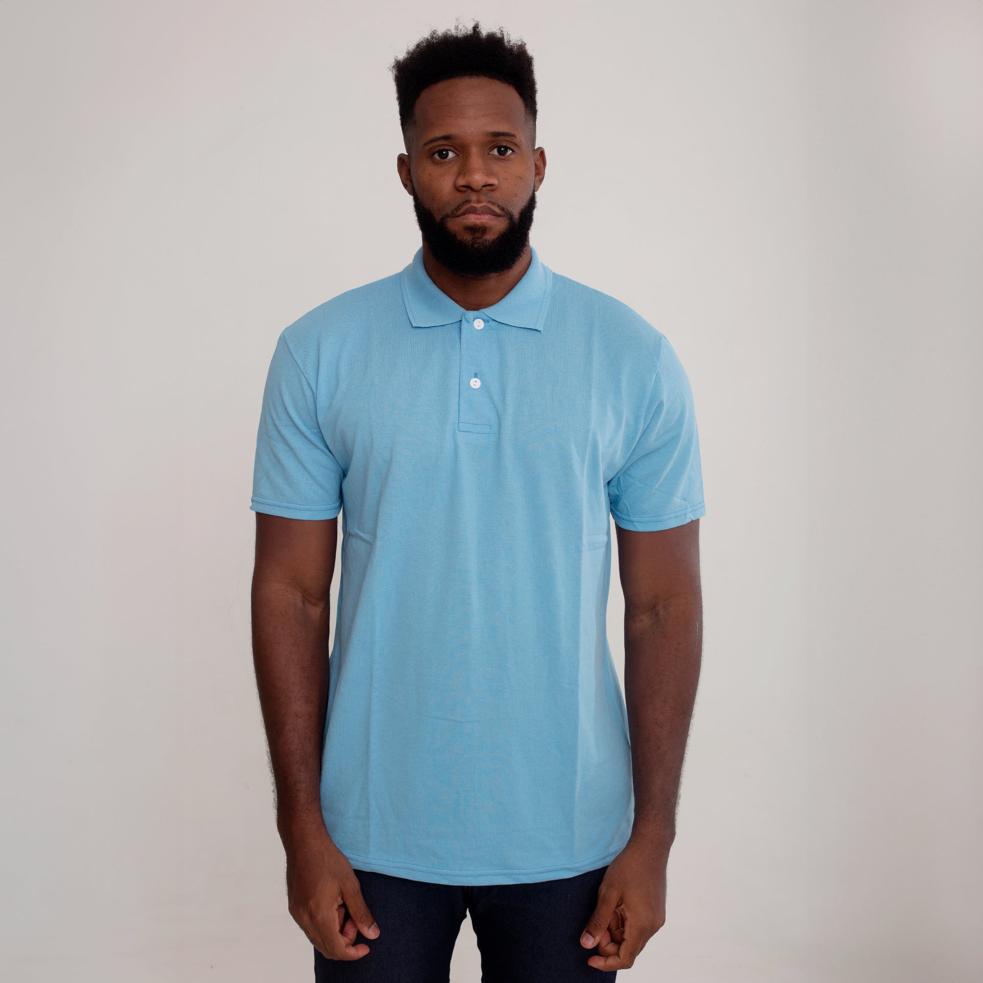 Camisa Polo Piquet Algodão Azul Claro