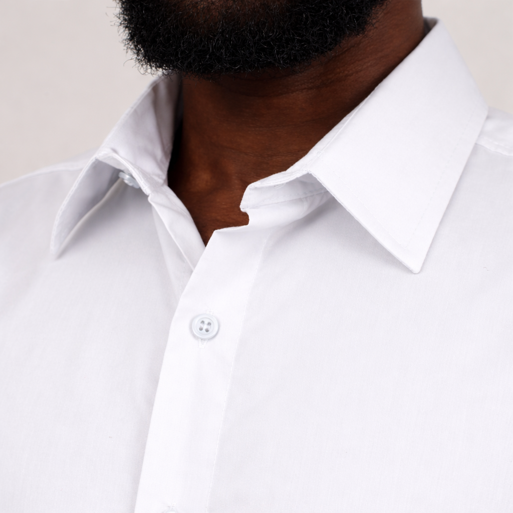 Camisa Social Branca Algodão Manga Curta Masculina