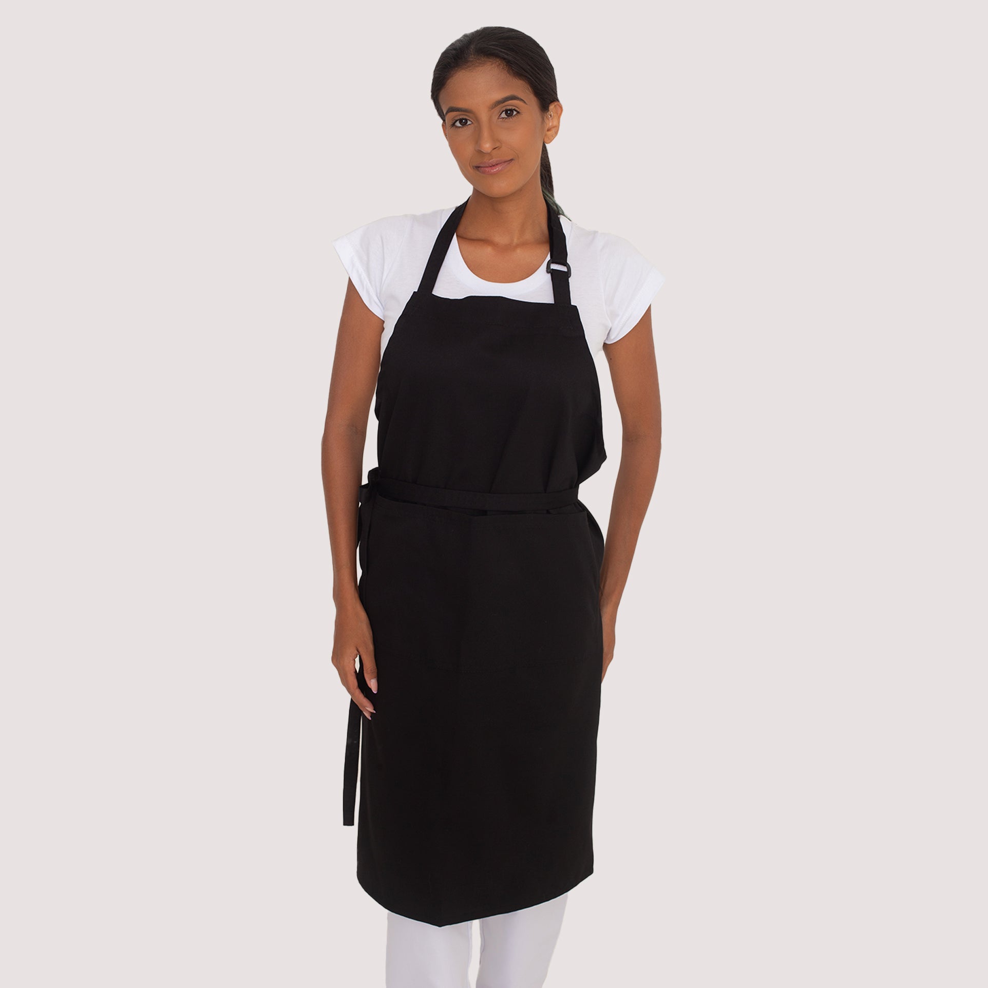Avental Transpassado com Bolso Preto Brim