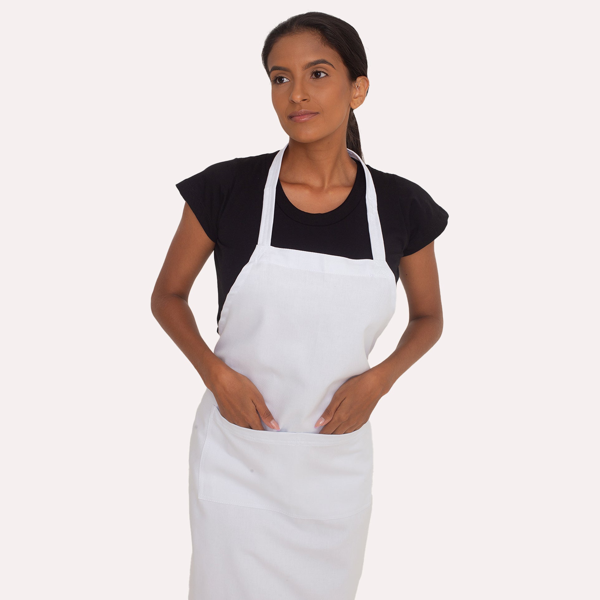 Avental Branco Profissional Brim Algodão com Bolso Resistente a Líquidos e Gordura