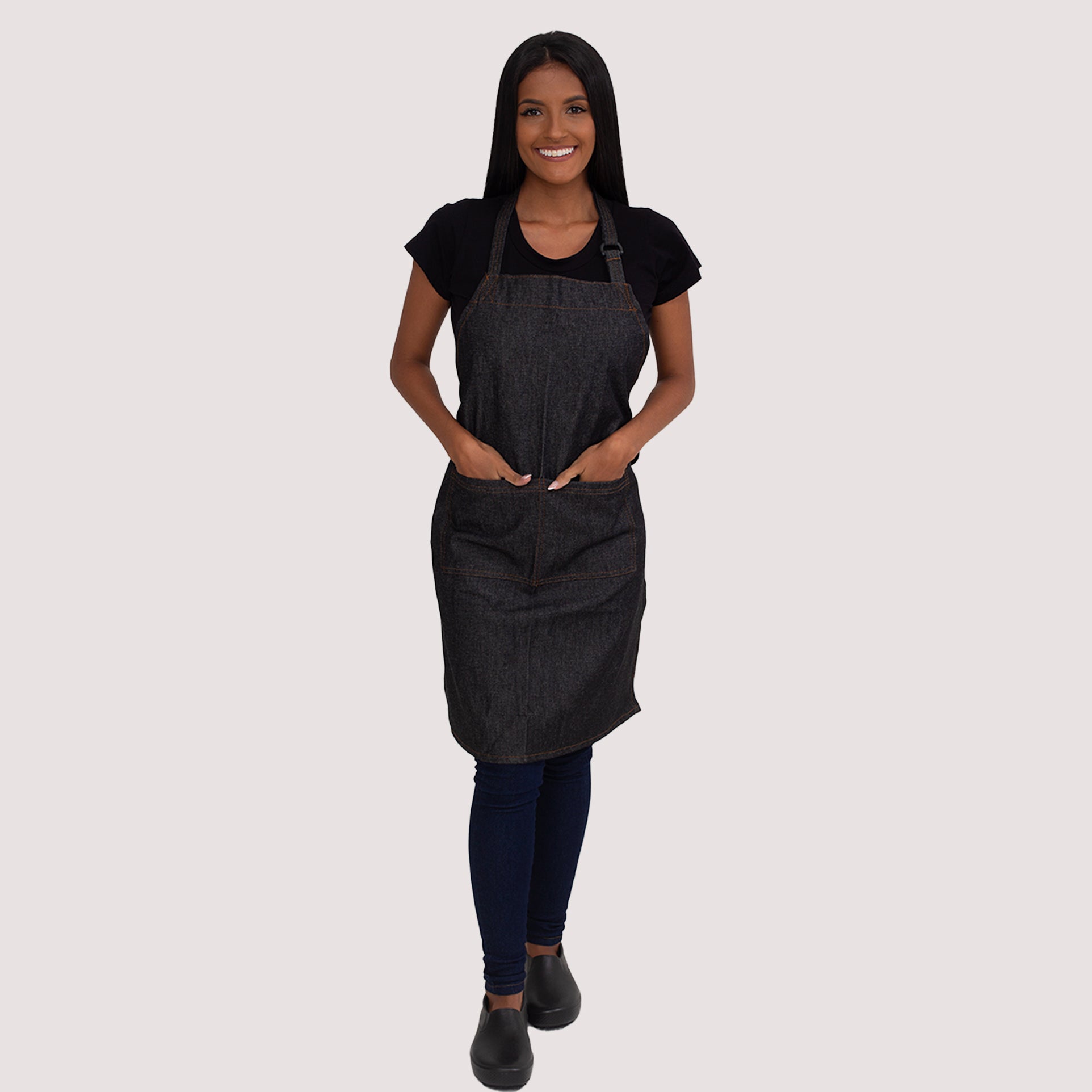 Avental Jeans Black Com Bolso