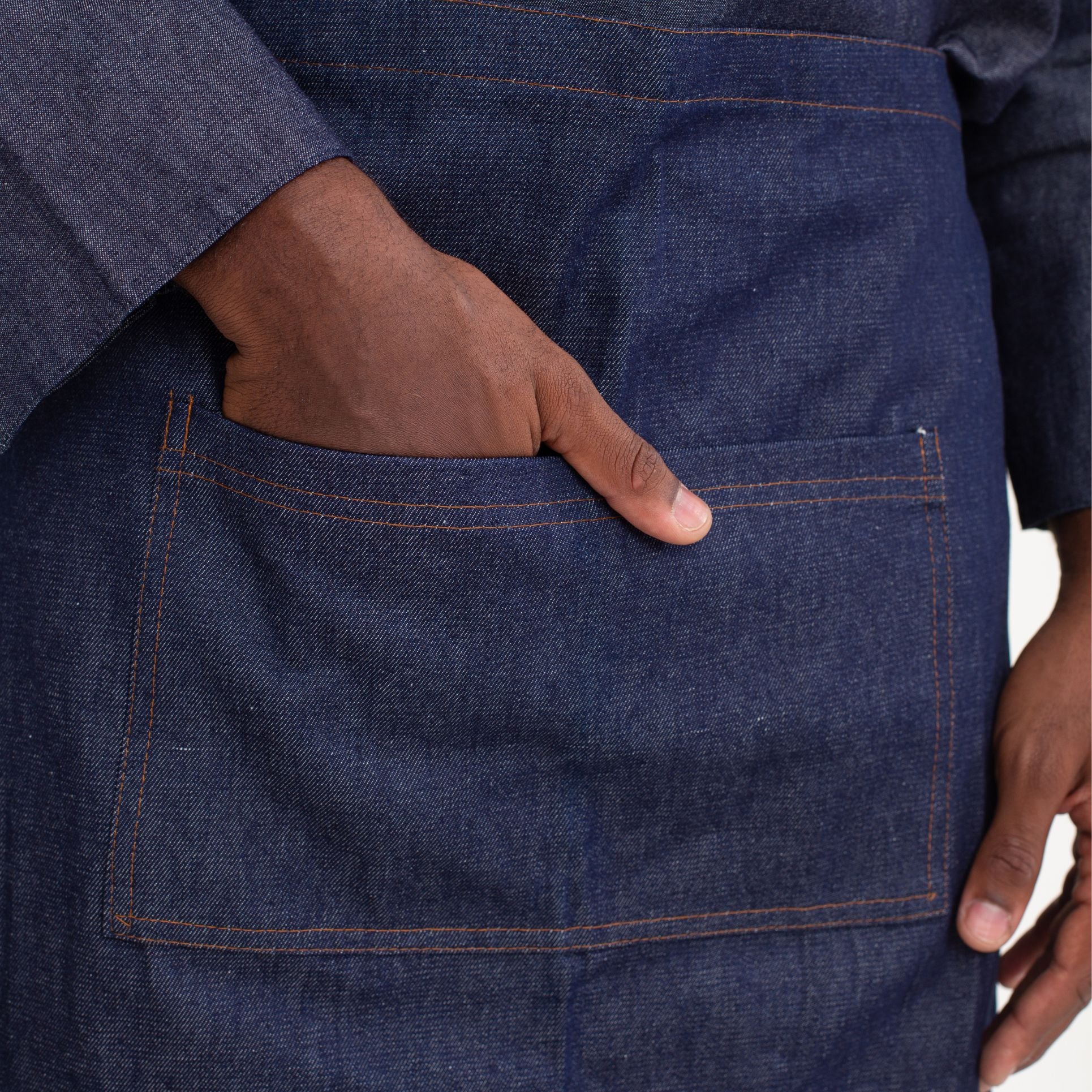 Avental Jeans de Cintura com Bolso