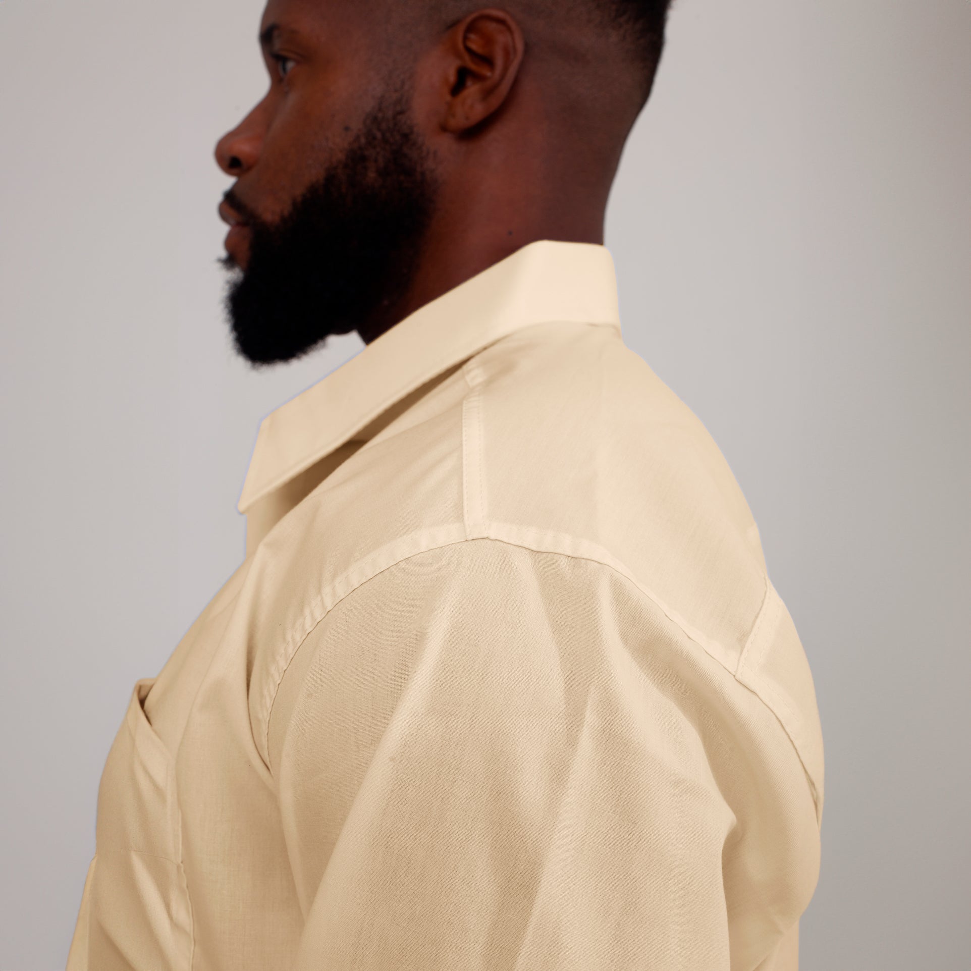 Camisa Social Algodão Manga Longa Masculina Areia