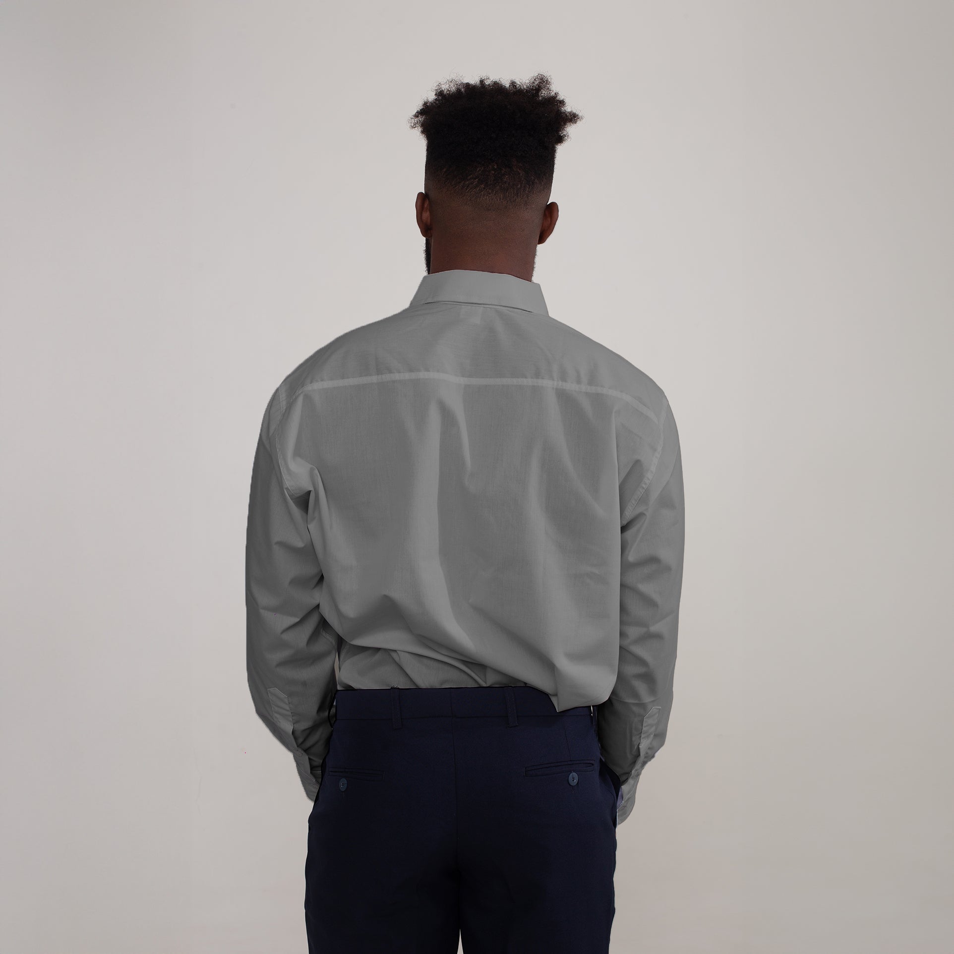 Camisa Social Algodão Manga Longa Masculina Cinza