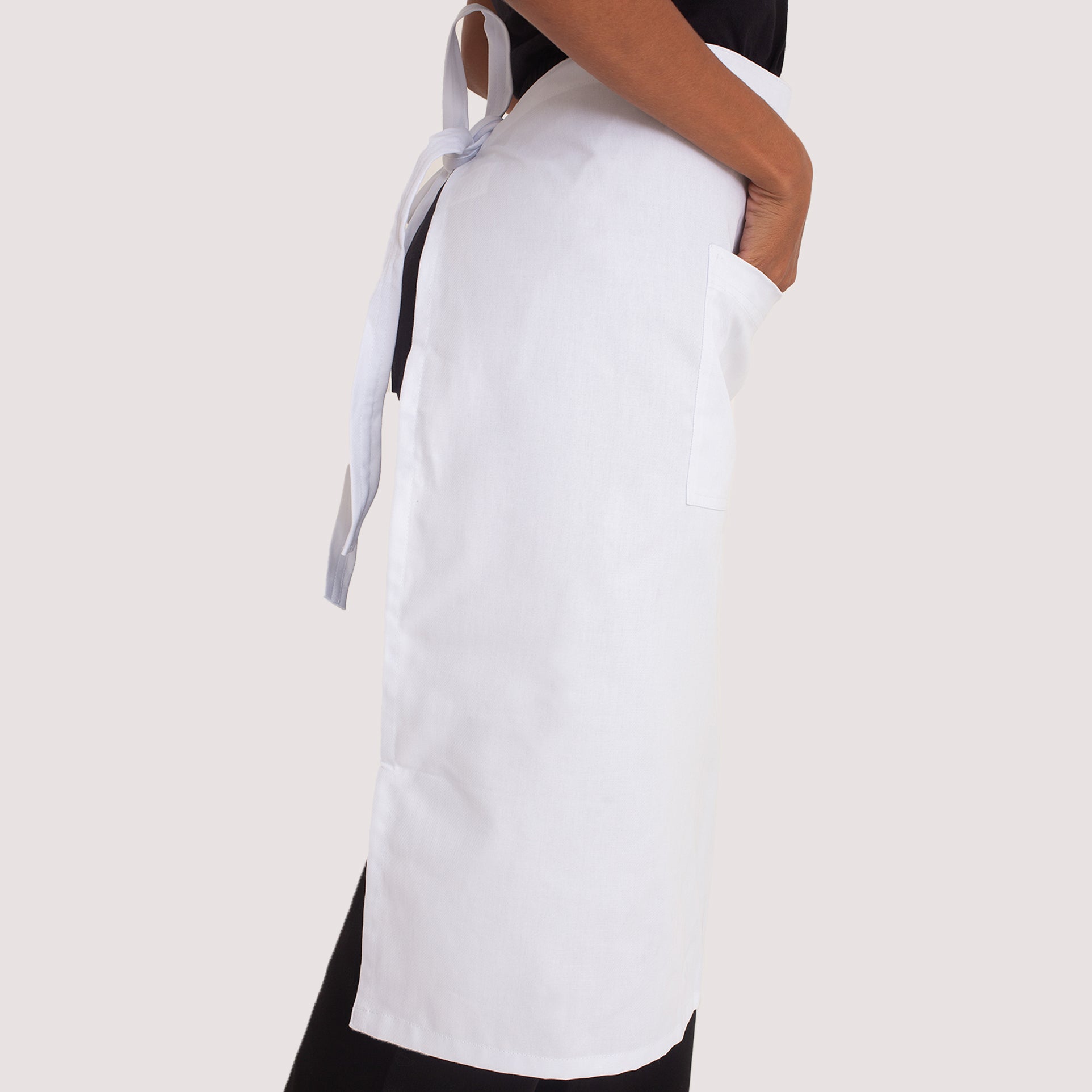 Avental Branco de Cintura com Bolso Brim