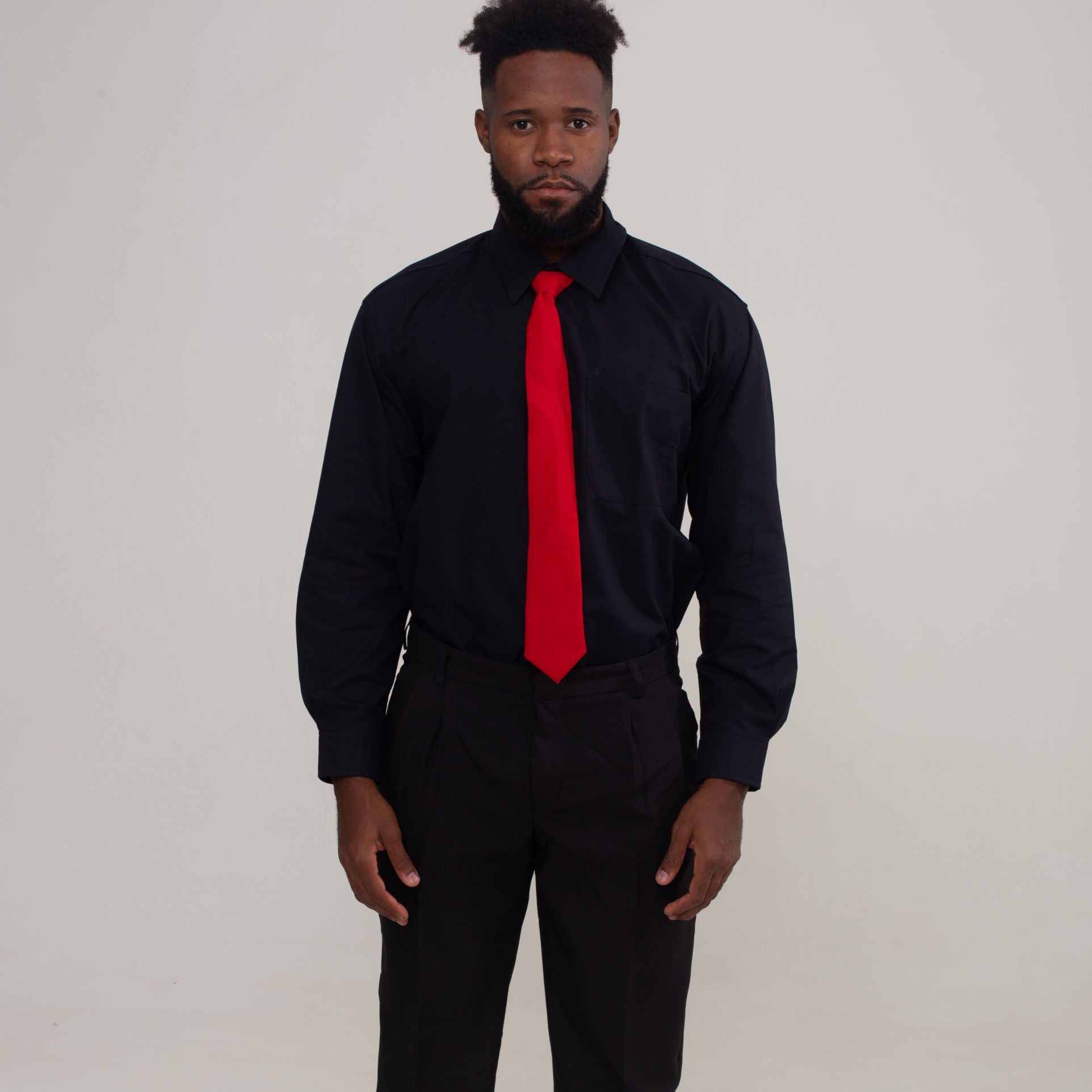 Camisa Social Algodão Manga Longa Masculina Preta