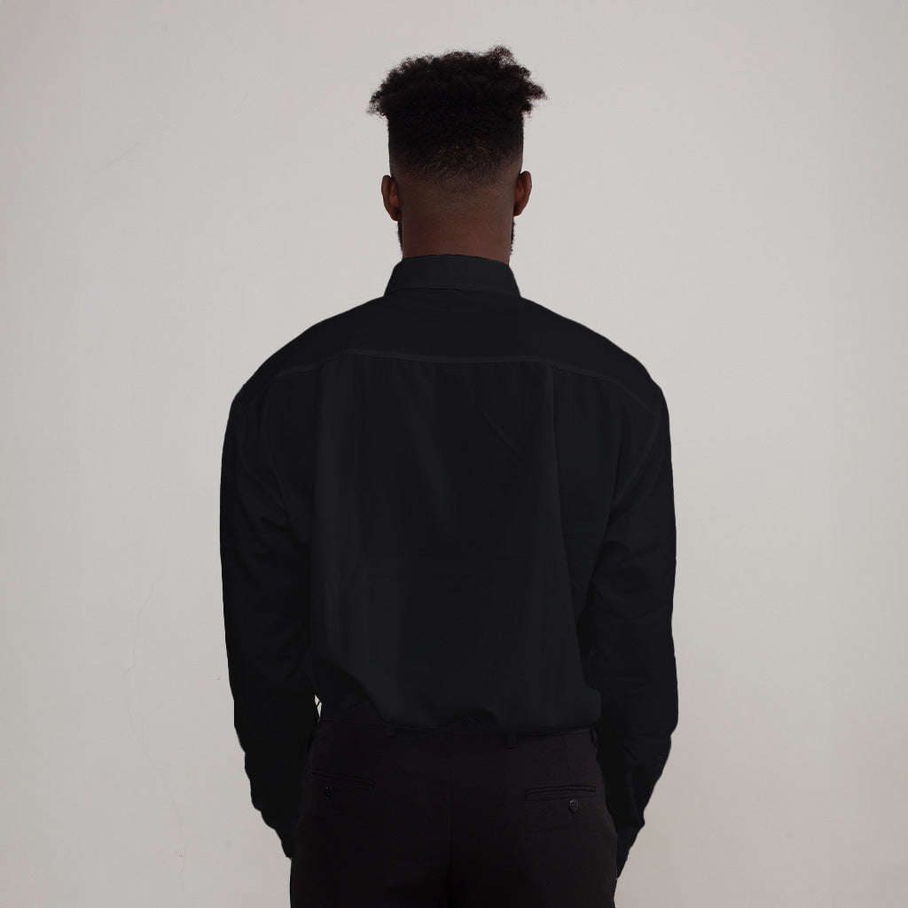 Camisa Social Microfibra Manga Longa Masculina Preta