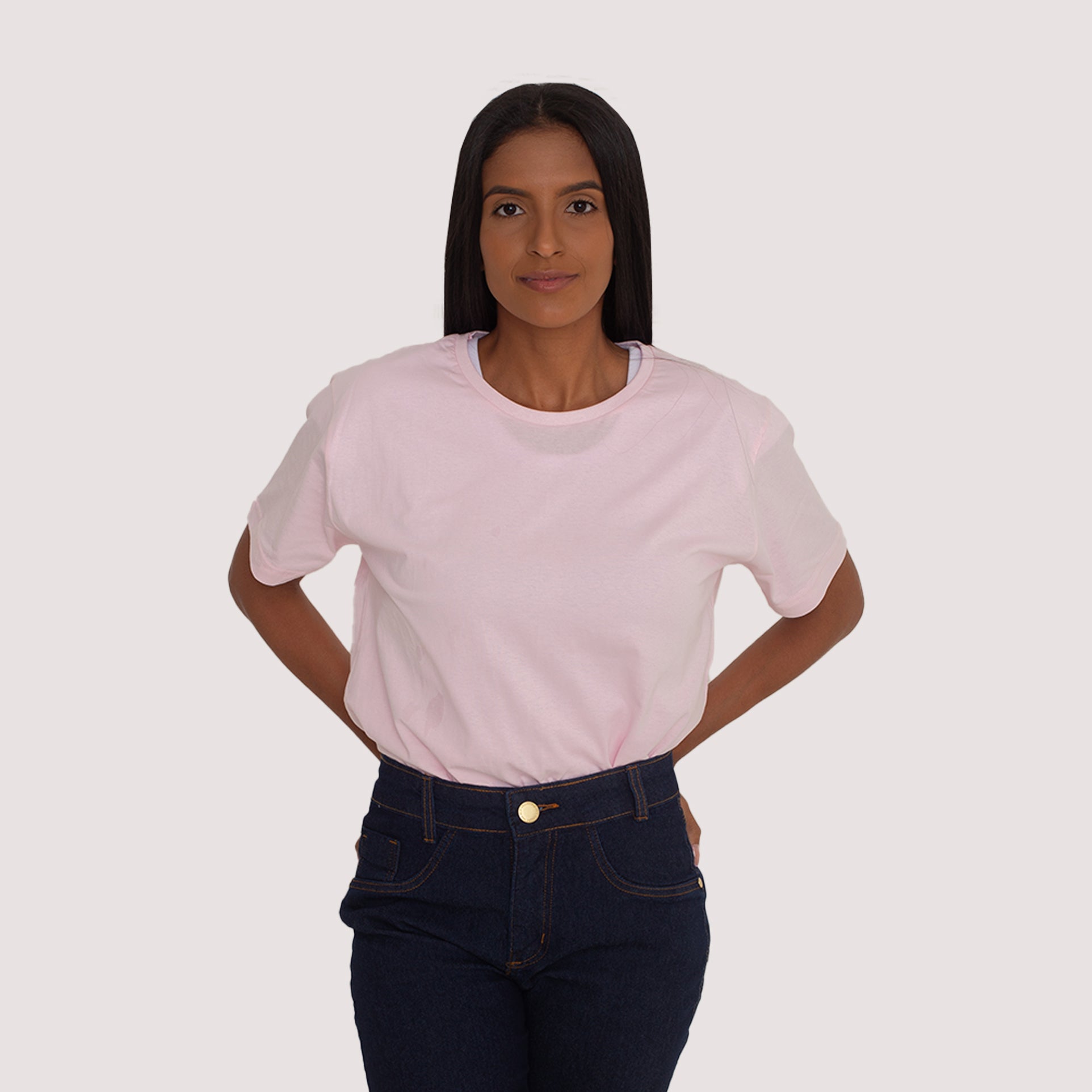 Camisa Rosa de Malha 100% Algodão