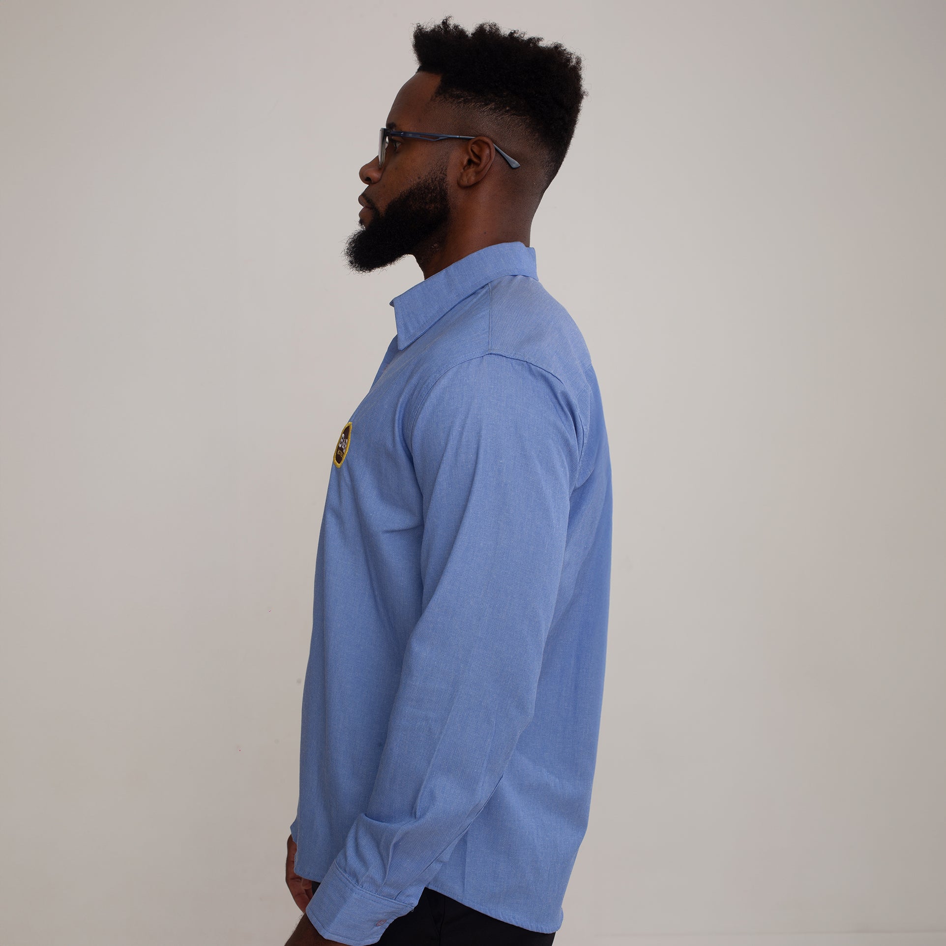 Camisa Social Azul Claro Unioffice Manga longa Masculina
