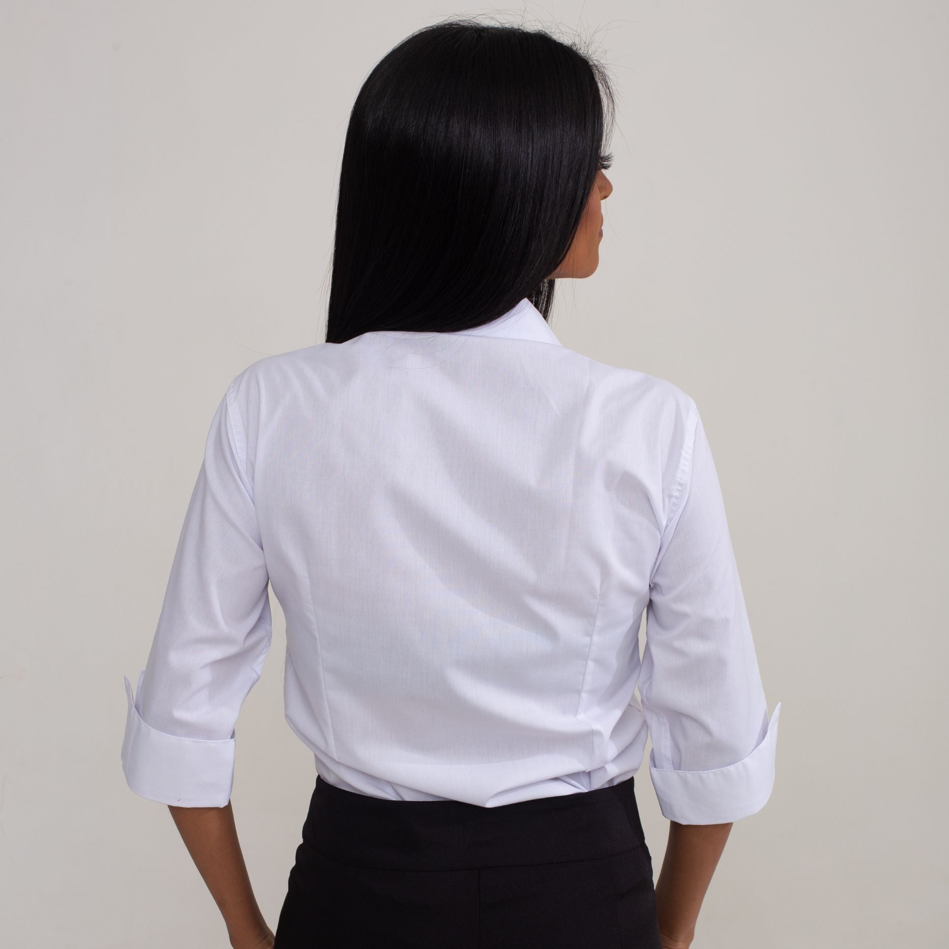 Camisa Social Algodão Manga 3/4 Feminina Branca