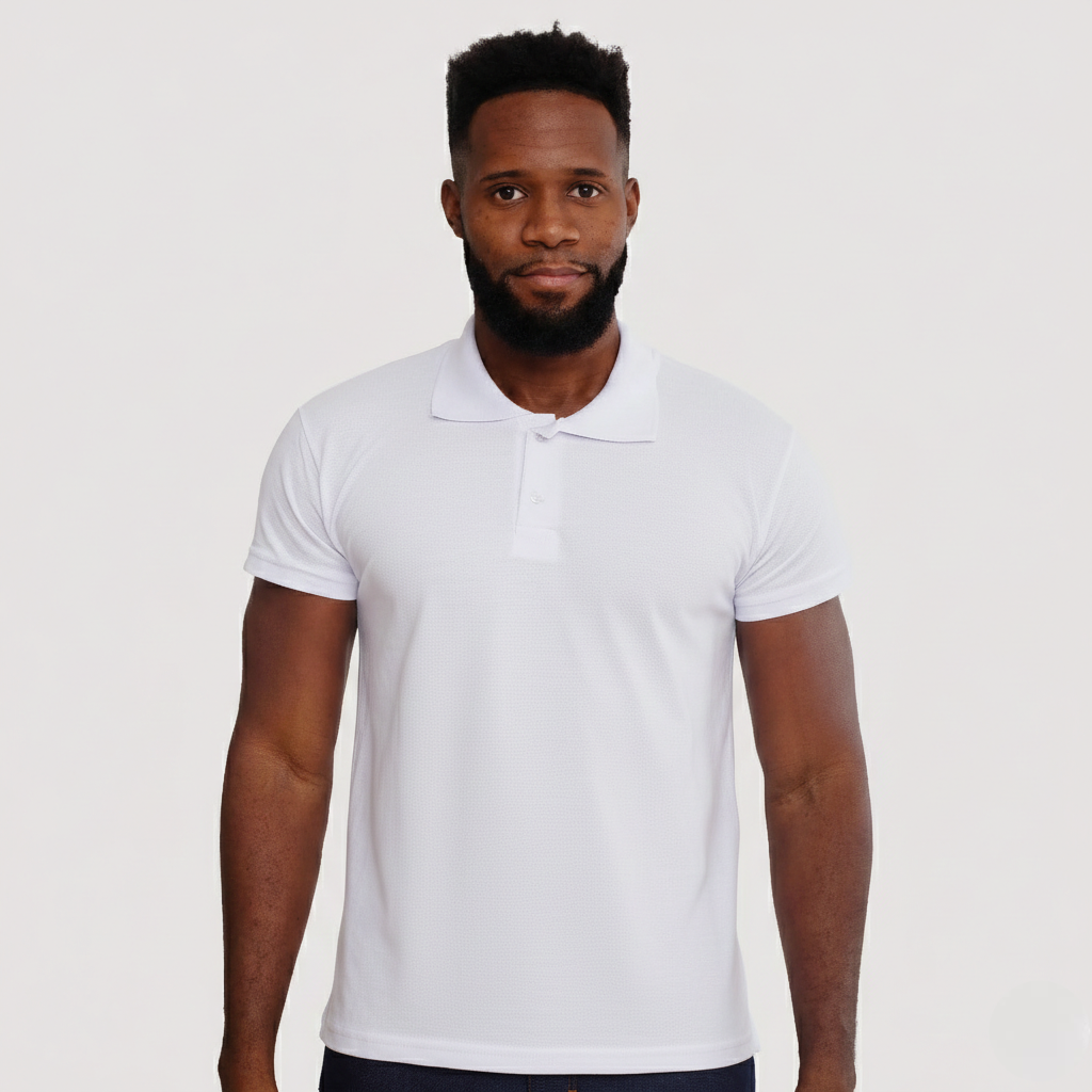 Camisa Polo Piquet Algodão Branco