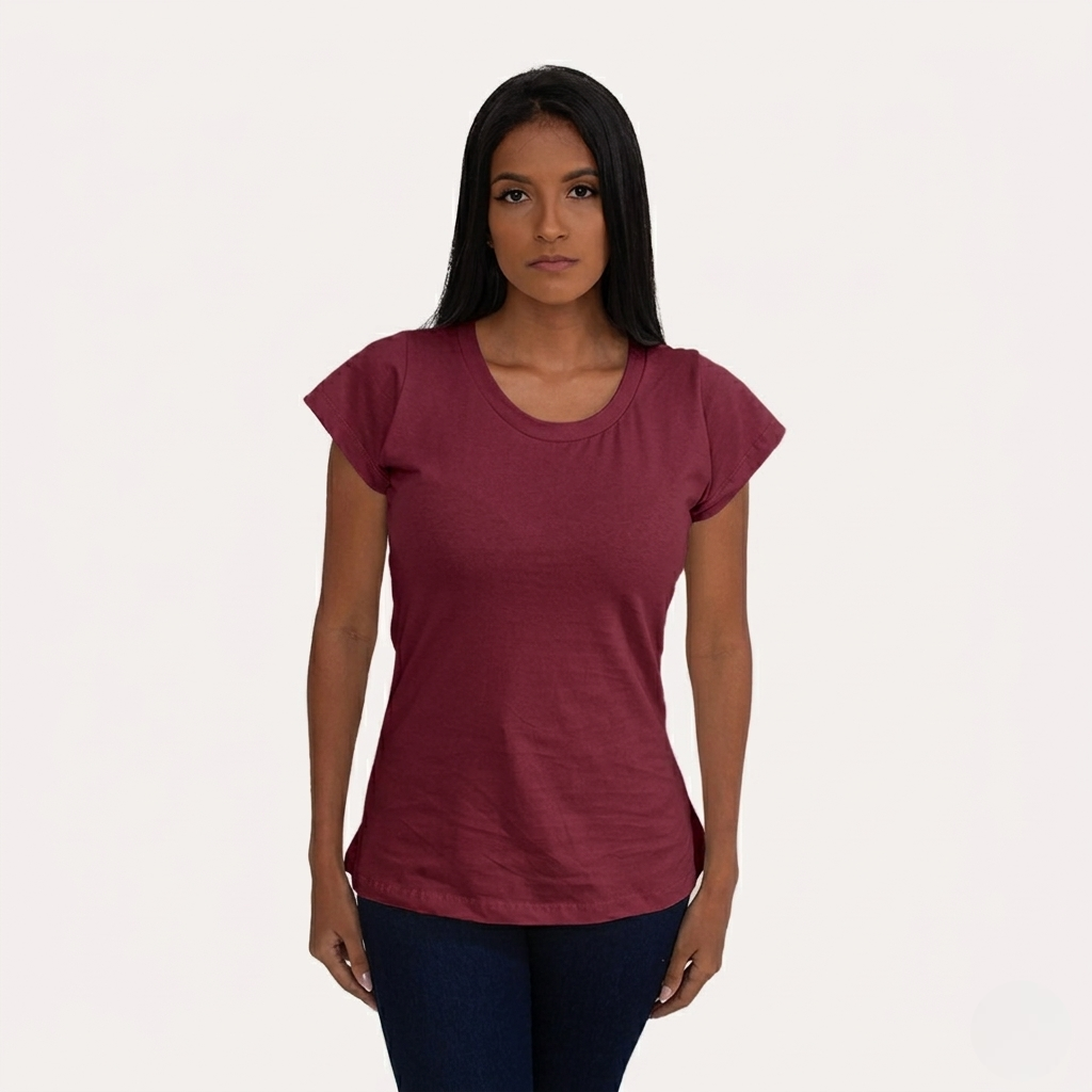 Camisa Vinho de Algodão Premium Feminina