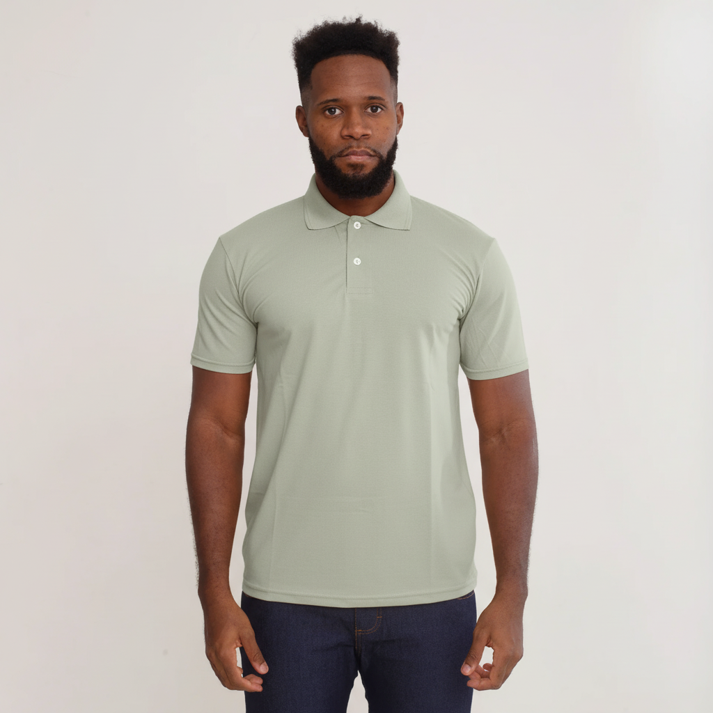 Camisa Polo Piquet Algodão Verde Claro