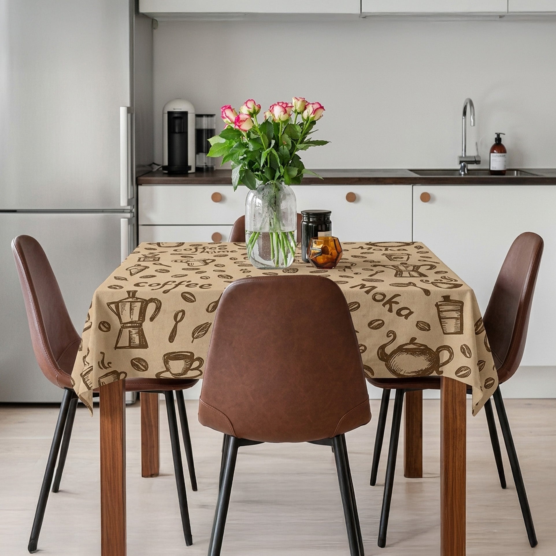 Toalha de Mesa Café 1,50x1,50 Quadrada