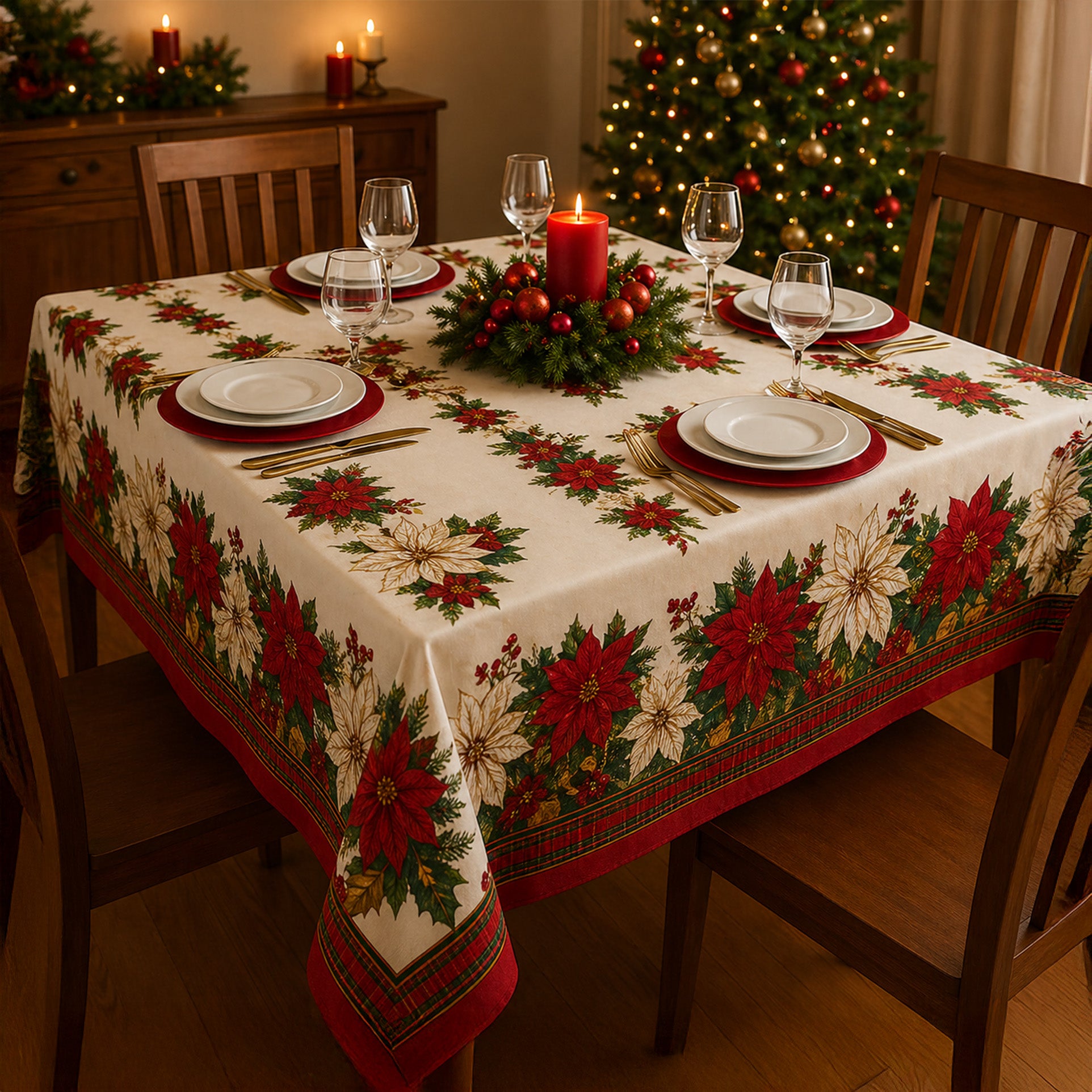 Toalha de Mesa Natal Branca