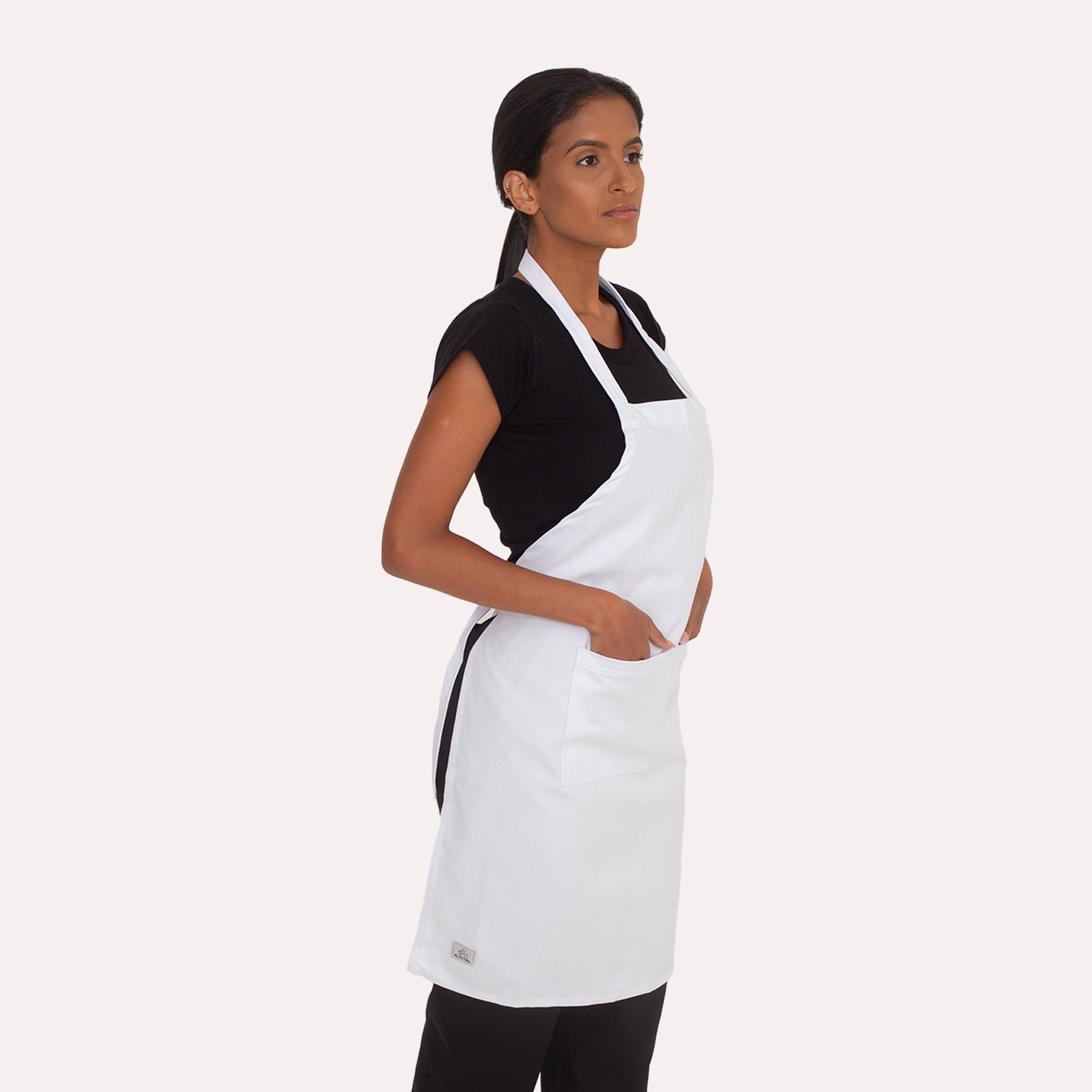 Avental Branco Profissional Brim Algodão com Bolso Resistente a Líquidos e Gordura