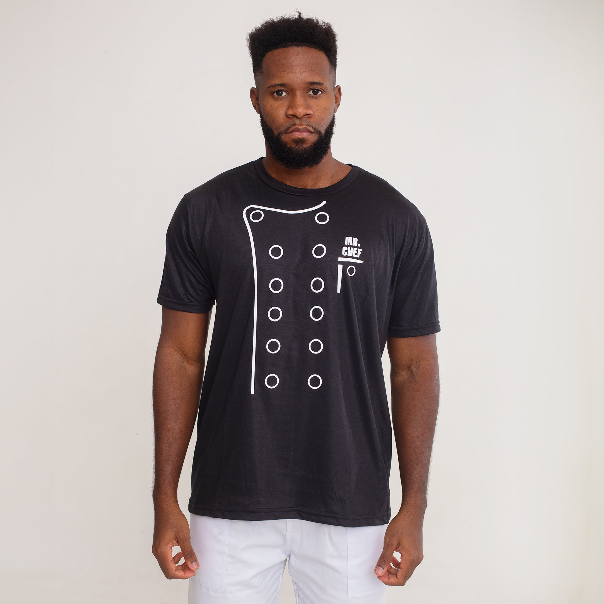 Camisa de Malha 100% Algodão Preta Mr Chef
