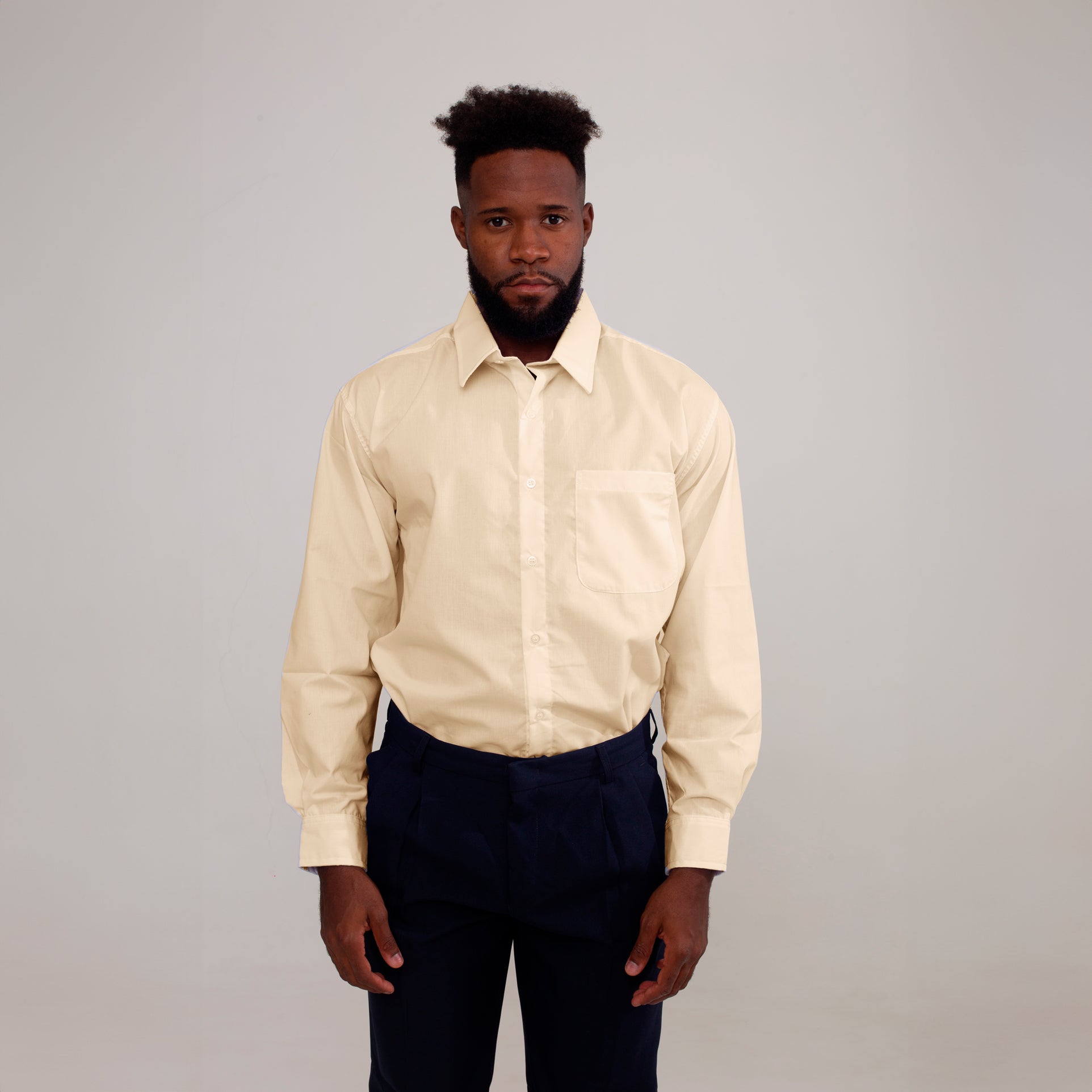 Camisa Social Algodão Manga Longa Masculina Areia