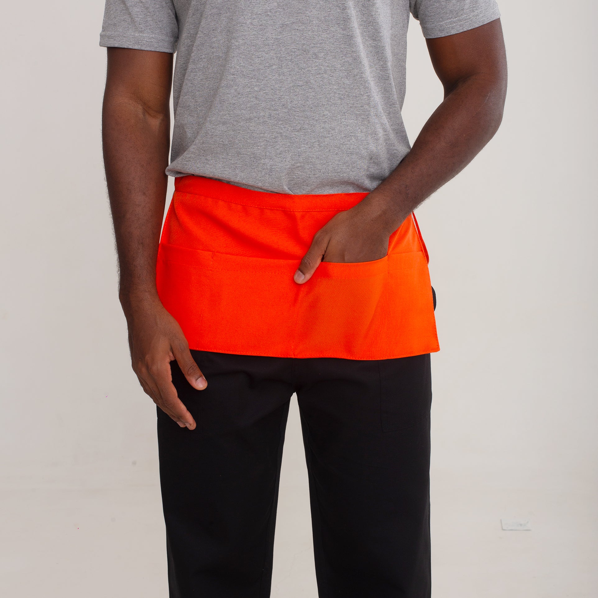 Avental Pochete Laranja Com Bolso Oxford