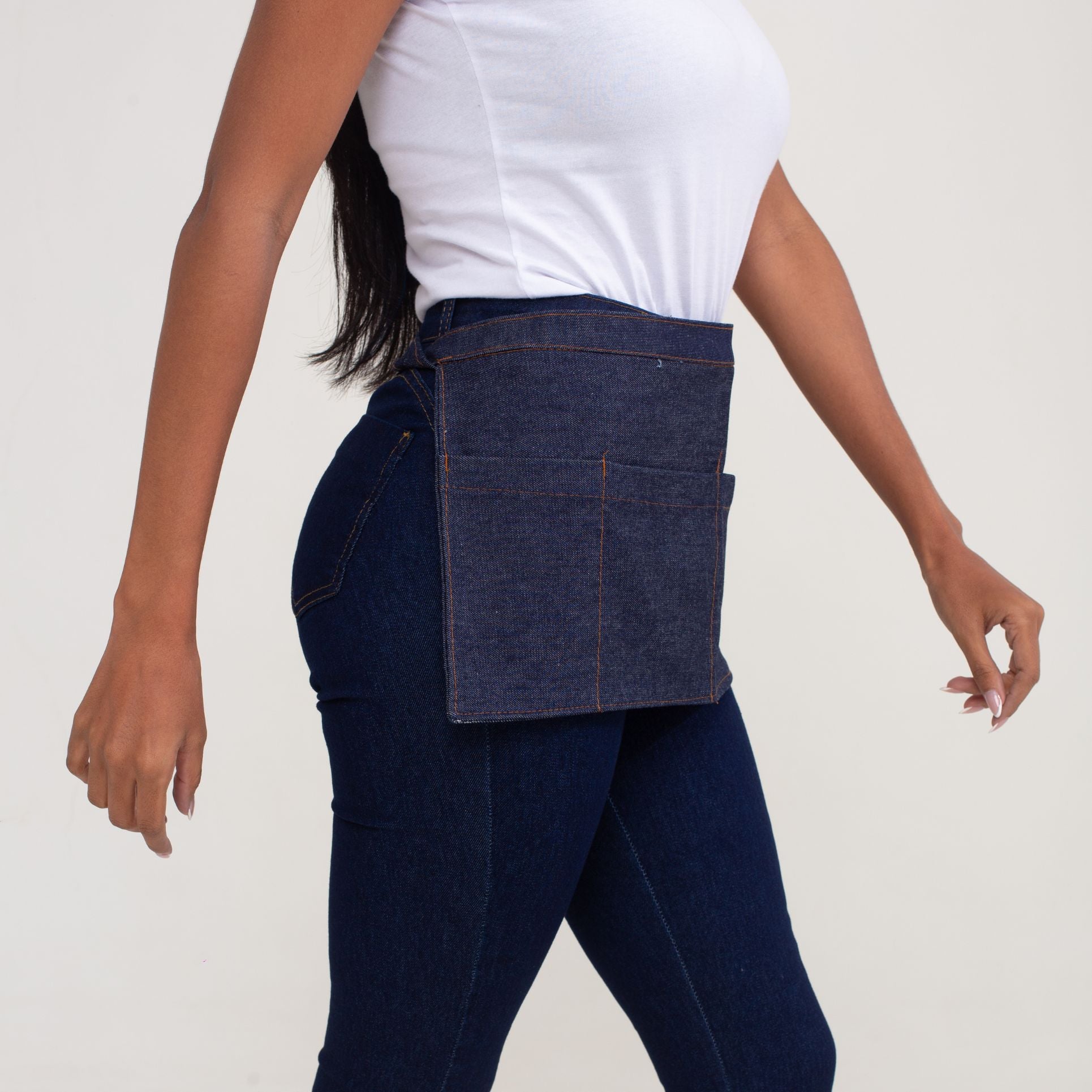 Avental Pochete Jeans Com Bolso