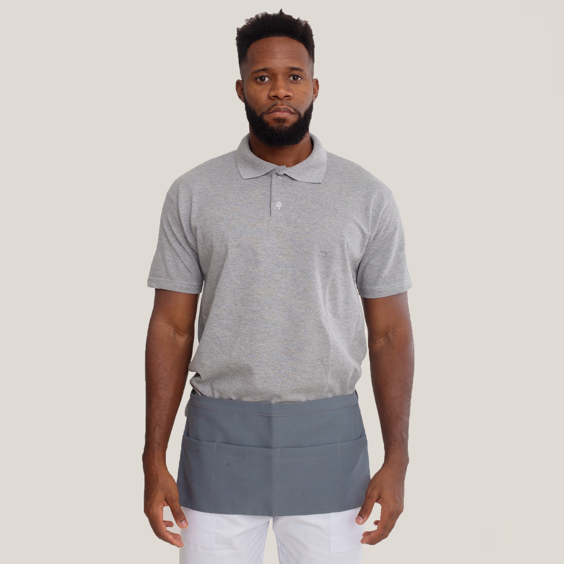 Avental Pochete Cinza Com Bolso Oxford