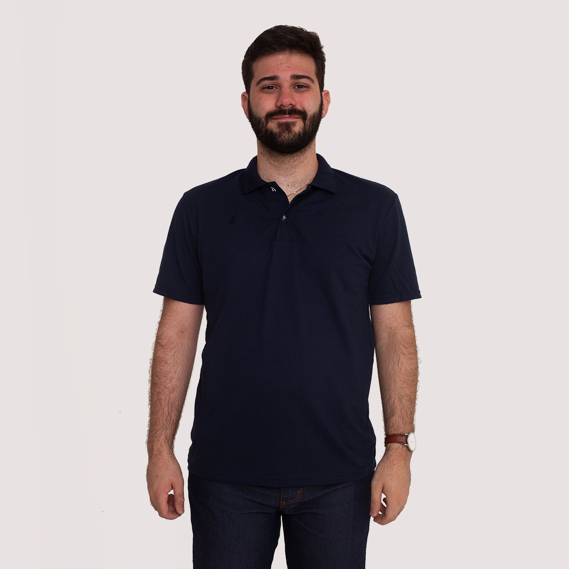 Camisa Polo Piquet Algodão Azul Marinho