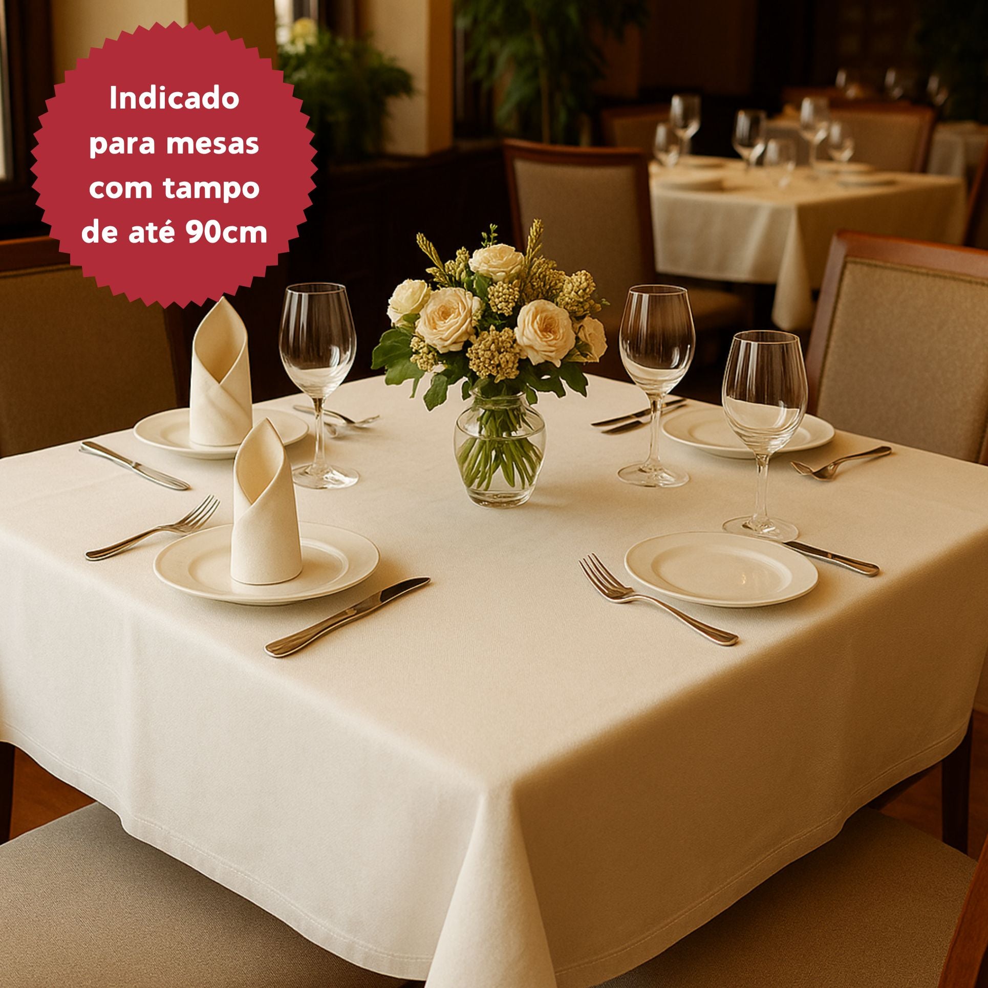 Toalha de Mesa 1,50mx1,50m Quadrada Brim