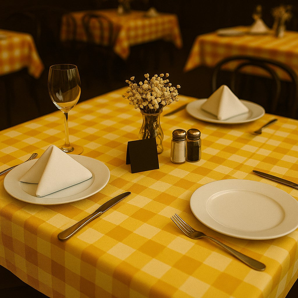 Toalha de Mesa Xadrez 1,50x1,50 Amarela Quadrada