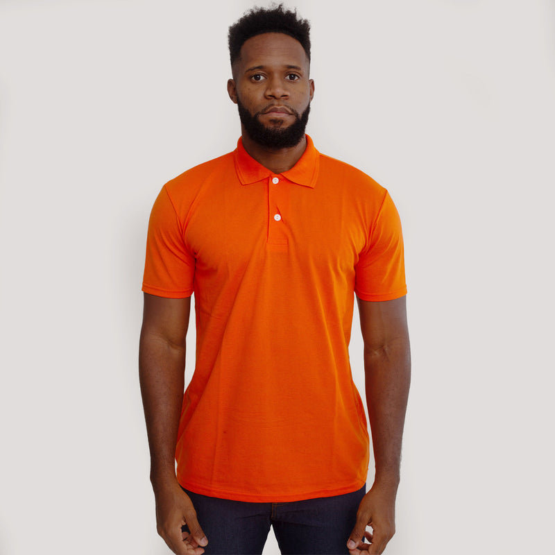 Camisa Polo Piquet Algodão Laranja
