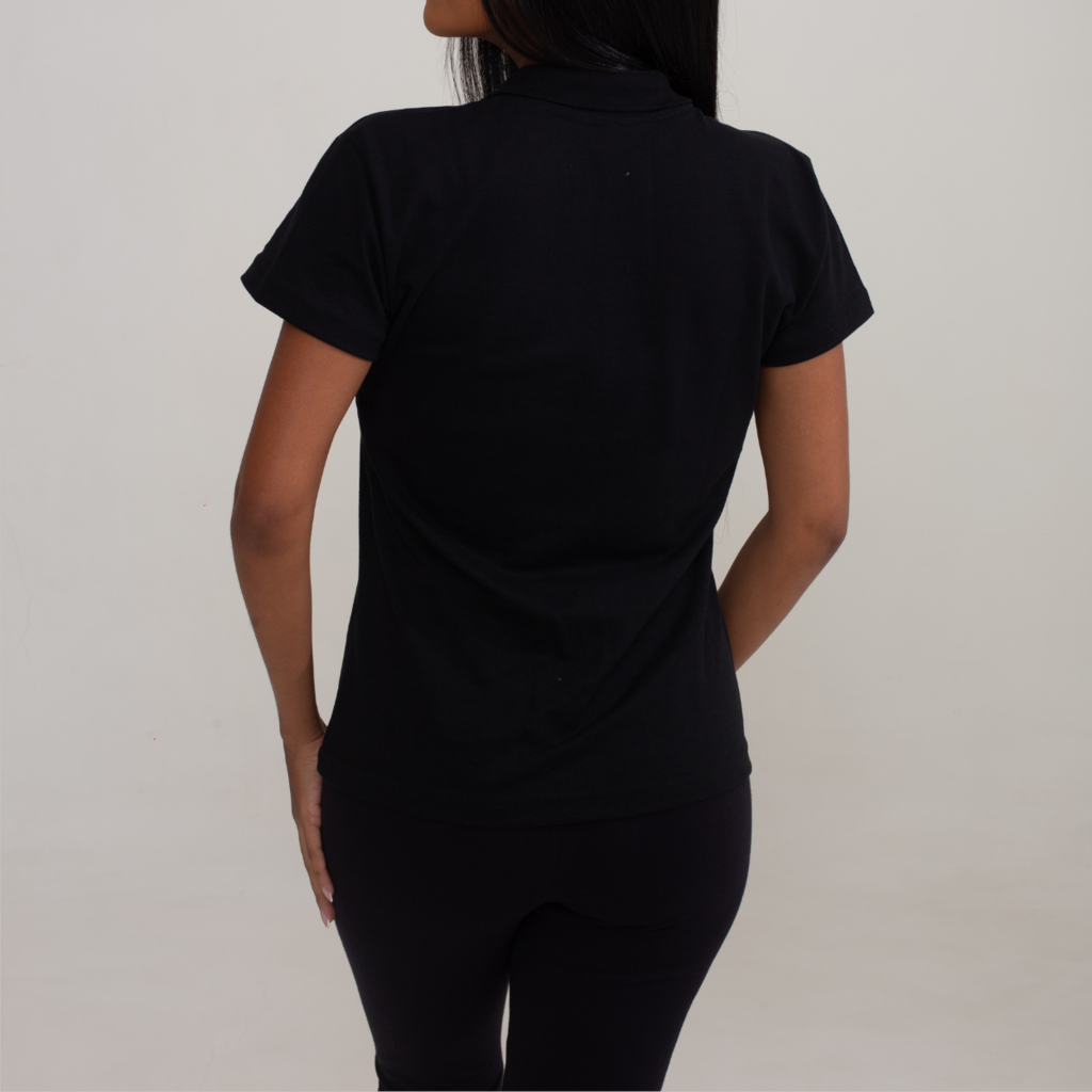 Camisa Polo Piquet Algodão Feminina Preto