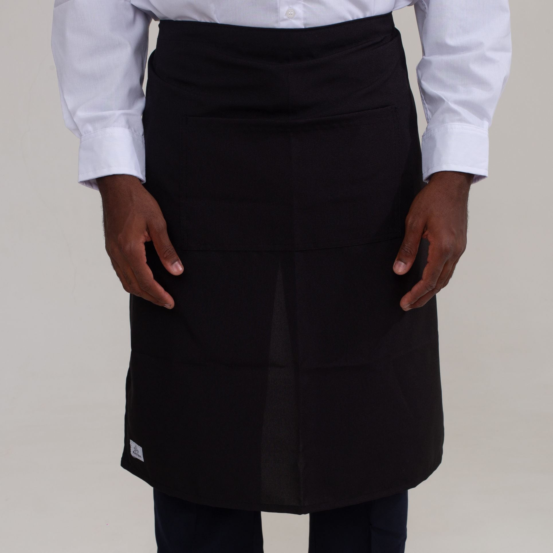 Avental Preto de Cintura com Bolso Oxford