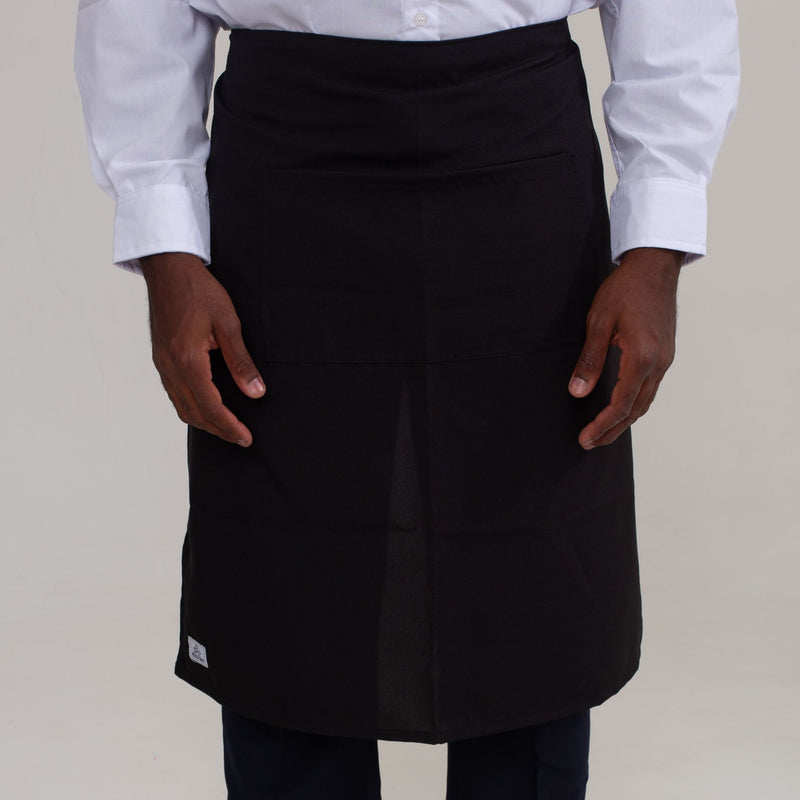 Avental Preto de Cintura com Bolso Oxford
