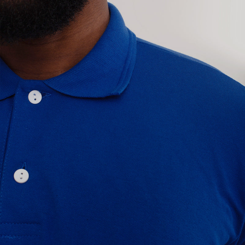 Camisa Polo Piquet Algodão Azul Royal