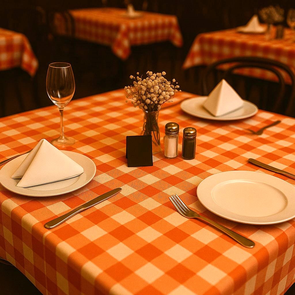 Toalha de Mesa Xadrez 1,50x1,50 Laranja Quadrada