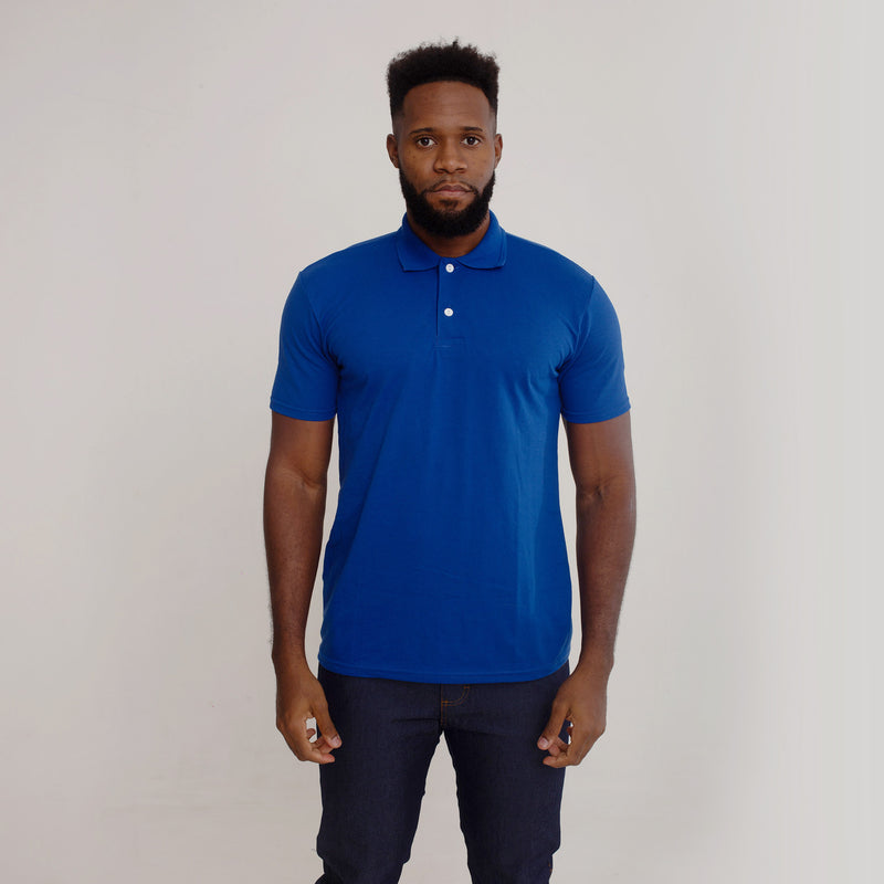 Camisa Polo Piquet Algodão Azul Royal