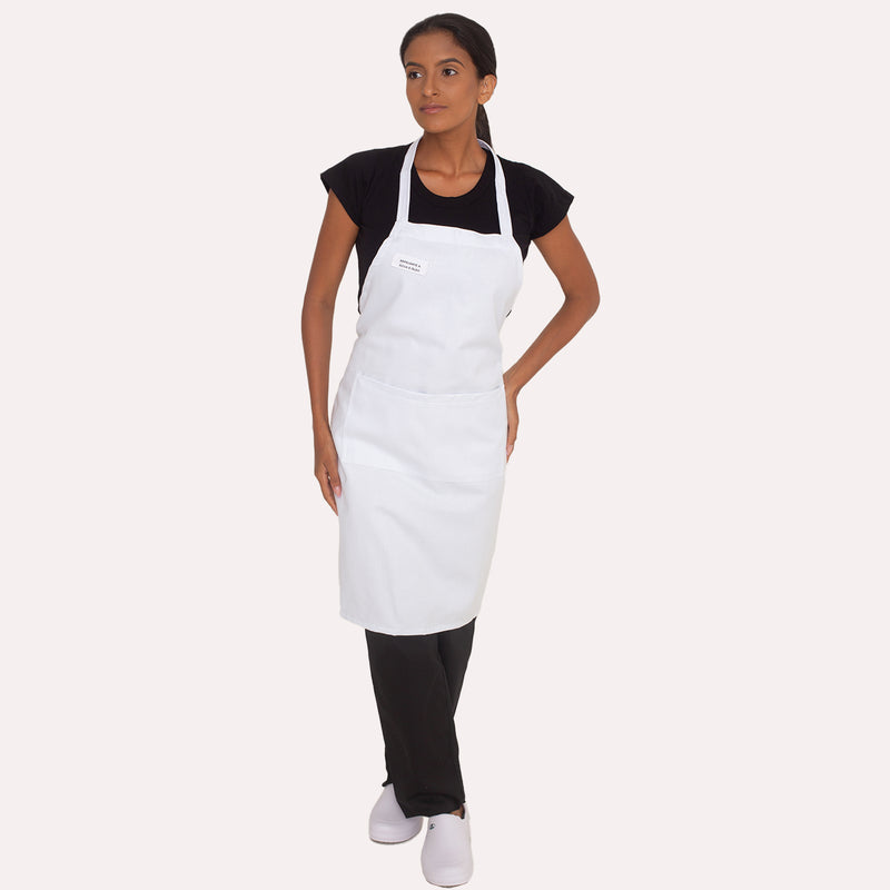Avental Branco Profissional Brim Algodão com Bolso Resistente a Líquidos e Gordura