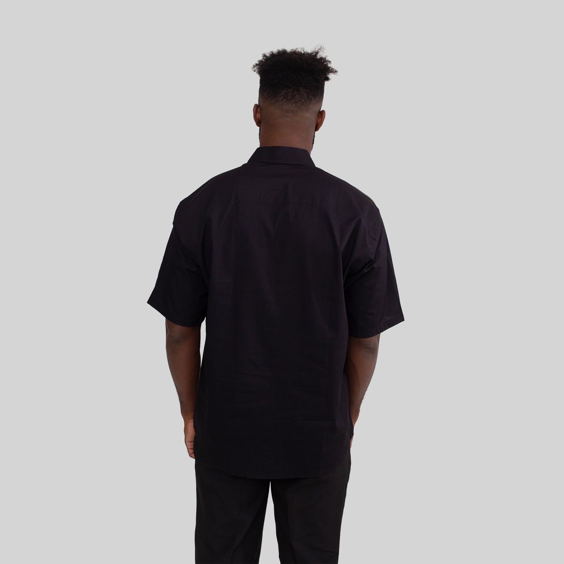 Camisa Social Preta Algodão Manga Curta Masculina