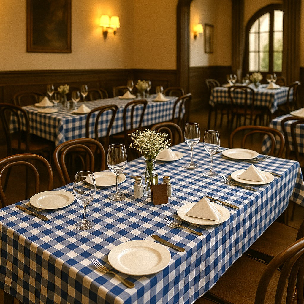 Toalha de Mesa Xadrez 2,20x1,50 Azul Retangular