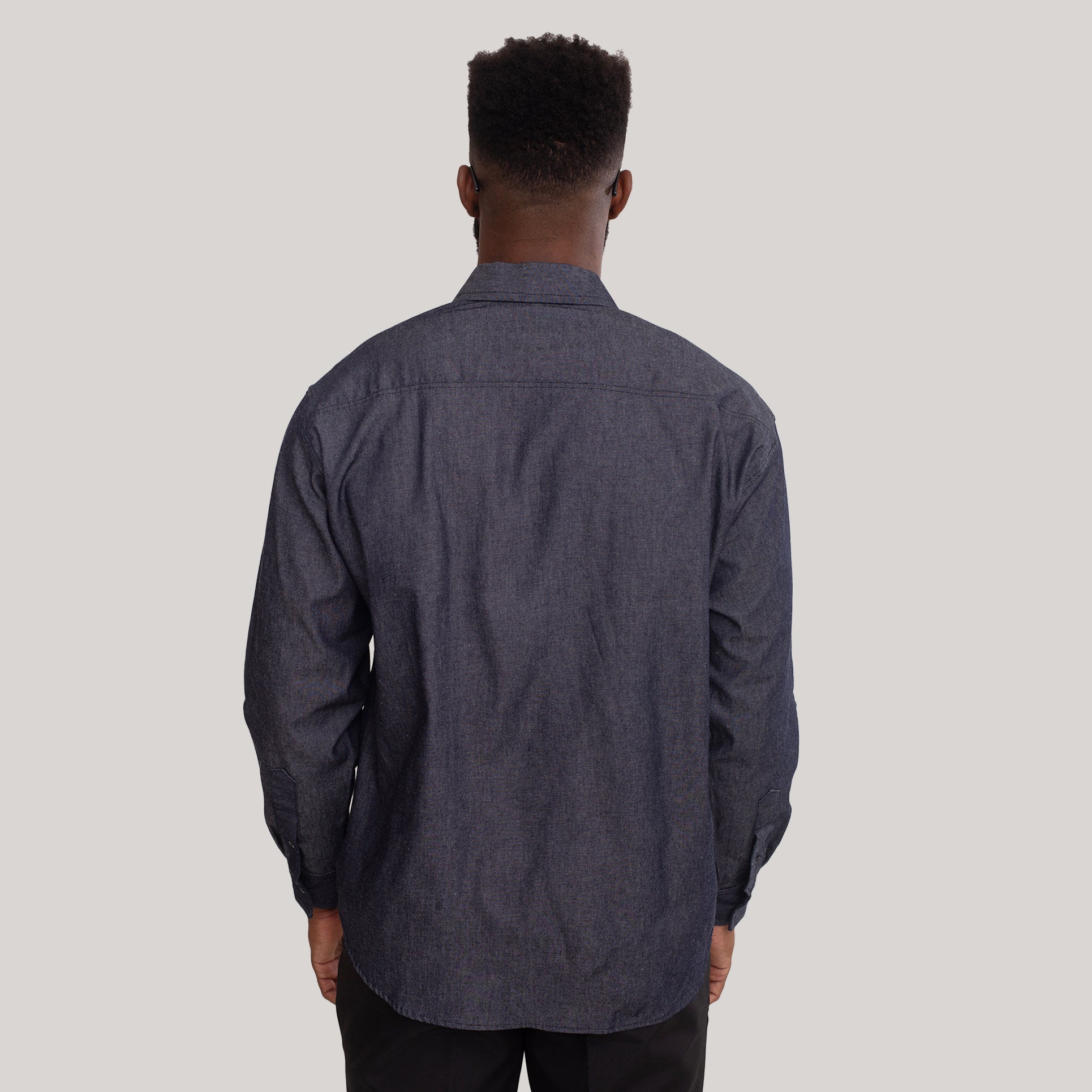 Camisa Social Jeans Manga Longa