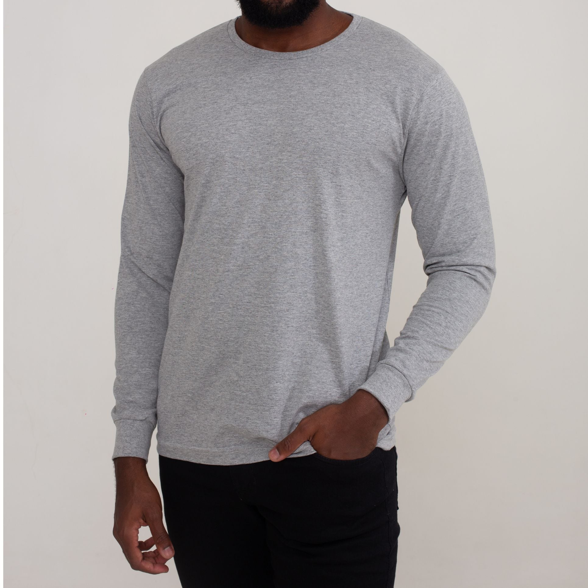 Camisa Cinza Manga Longa 100% Algodão