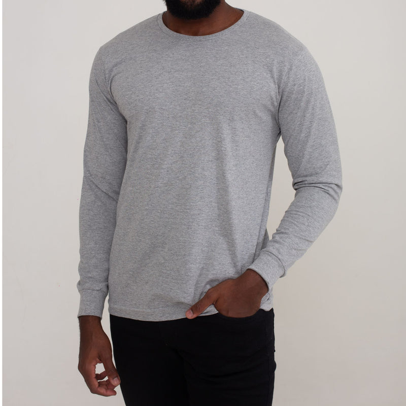 Camisa Cinza Manga Longa 100% Algodão