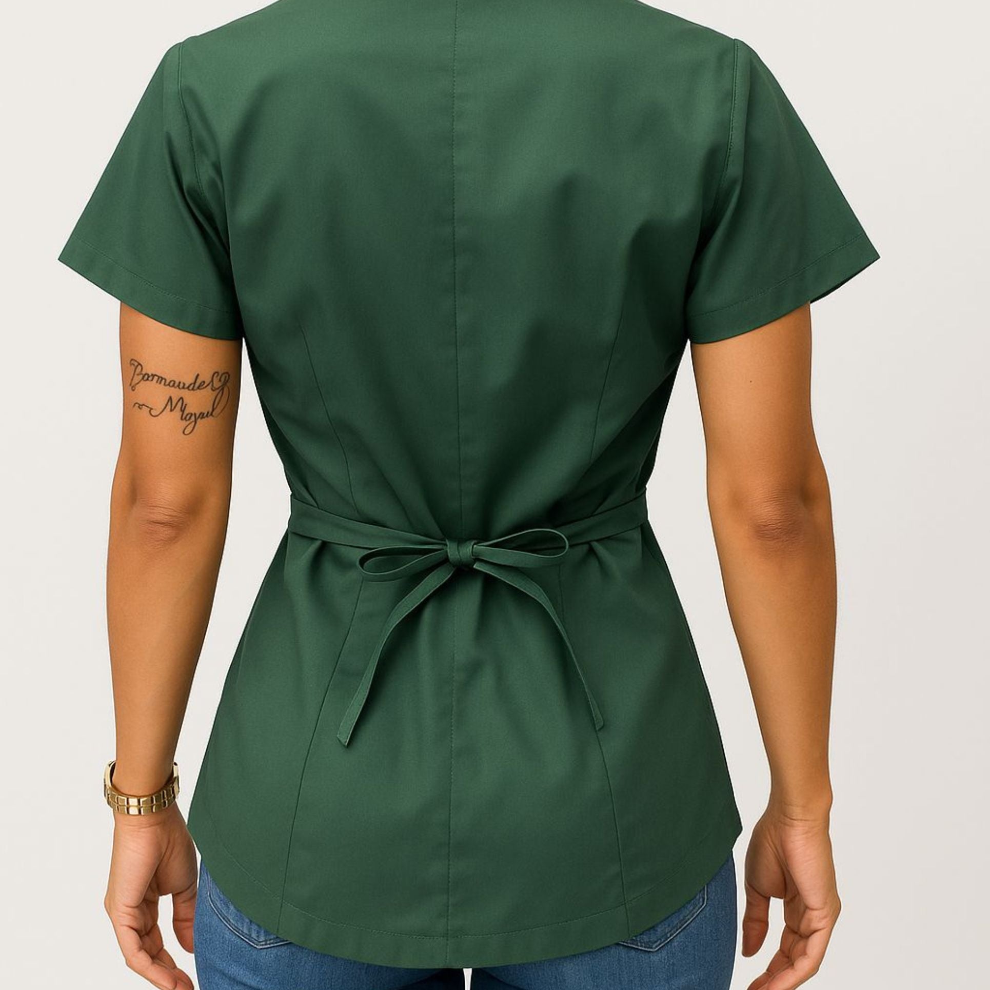 Dólmã Verde Musgo Manga Curta Feminina Brim