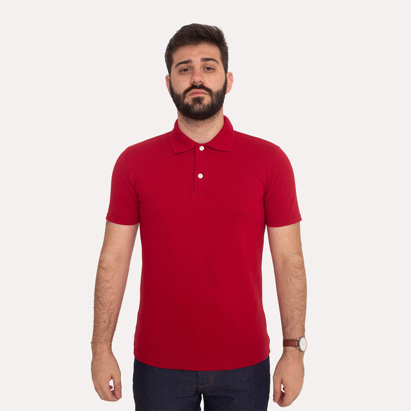 Camisa Polo Piquet Algodão Vermelha